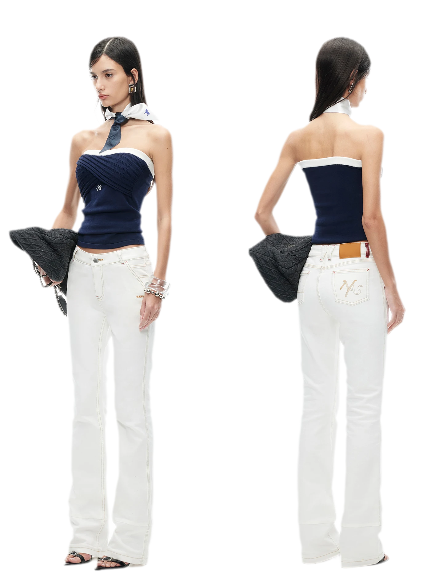 White Denim Jeans - Slim Fit Straight Leg