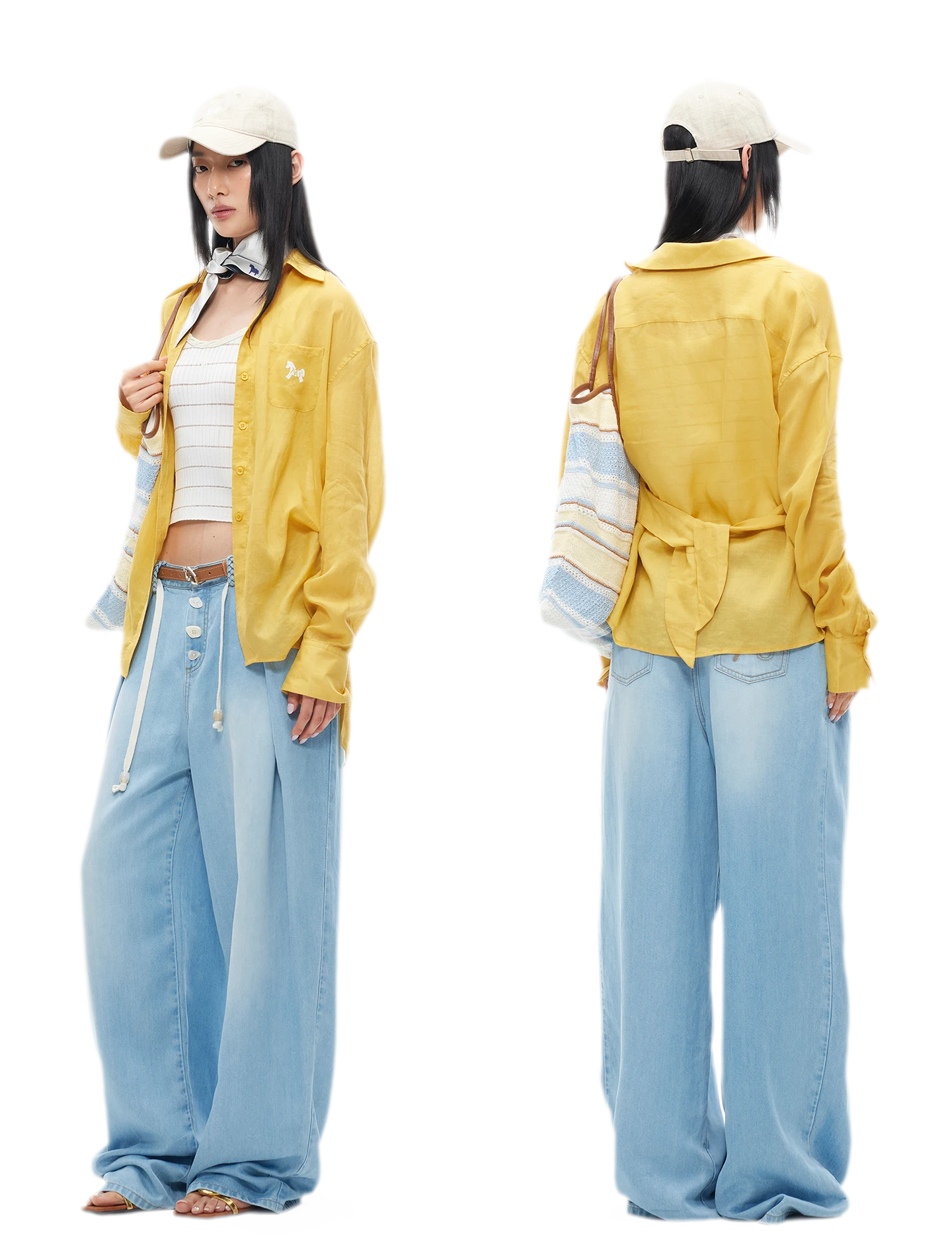 Tencel Denim Loose Wide-Leg Pants