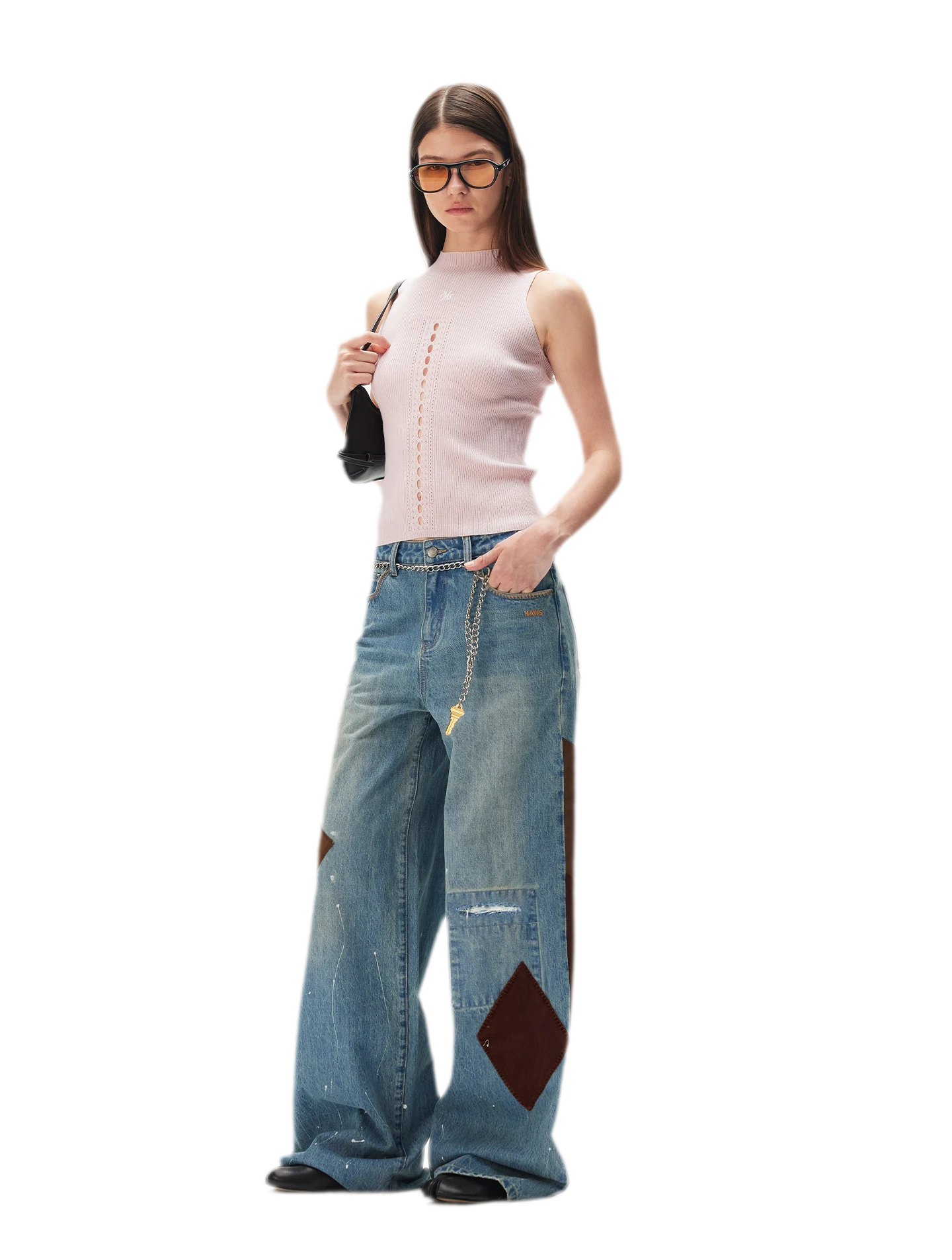 Washed Patchwork Jeans