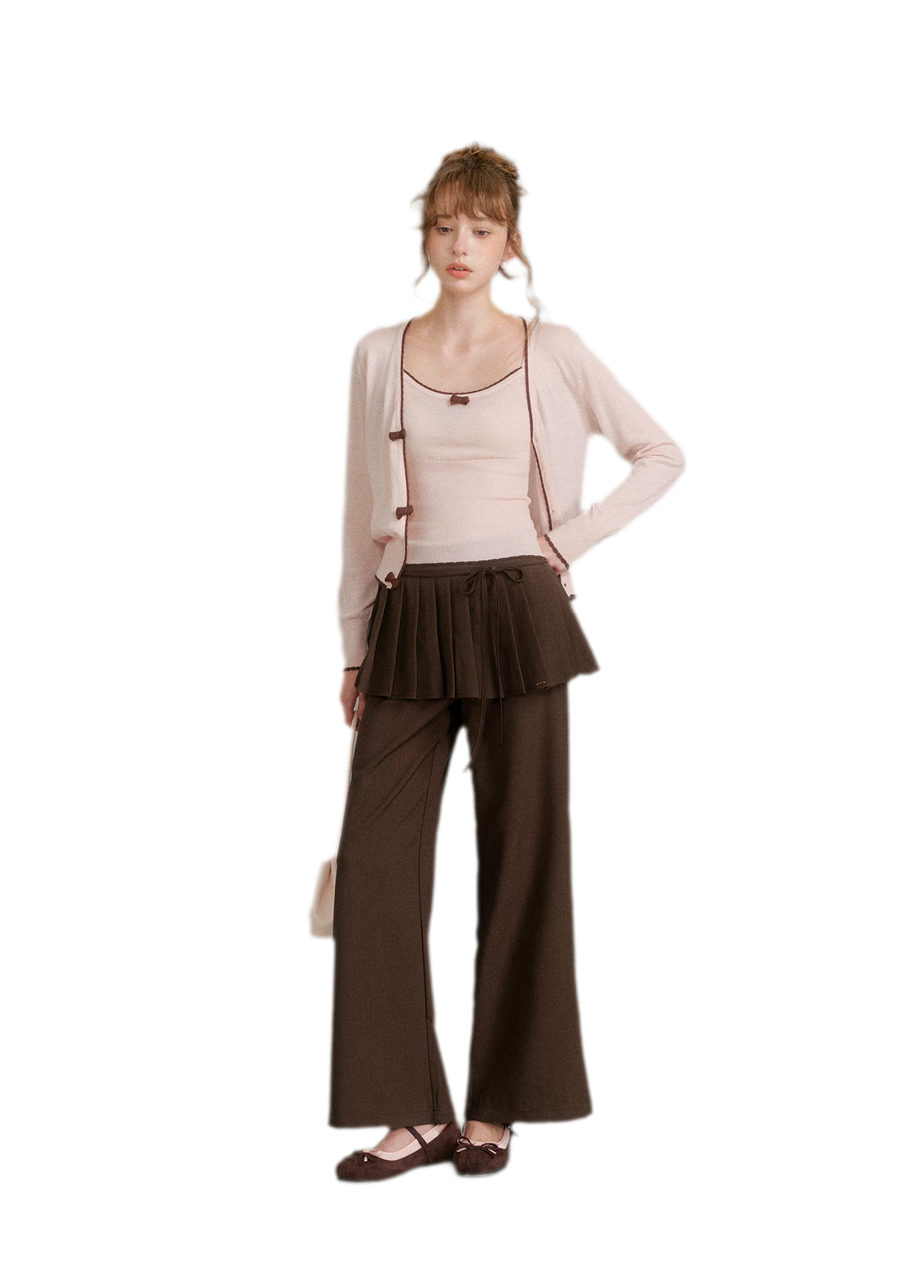 Wool Bow Trim Knit Set