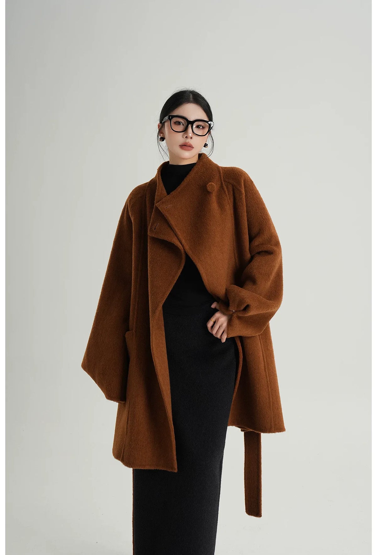 Manteau oversize en laine brossée