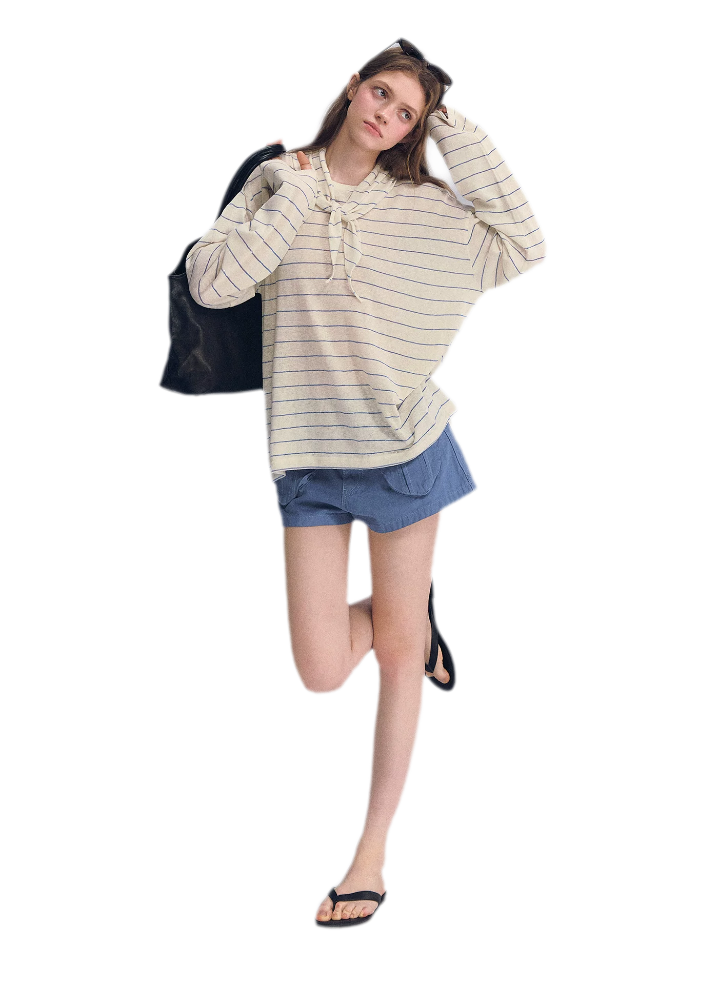 Striped Rhinestone Cotton Tee