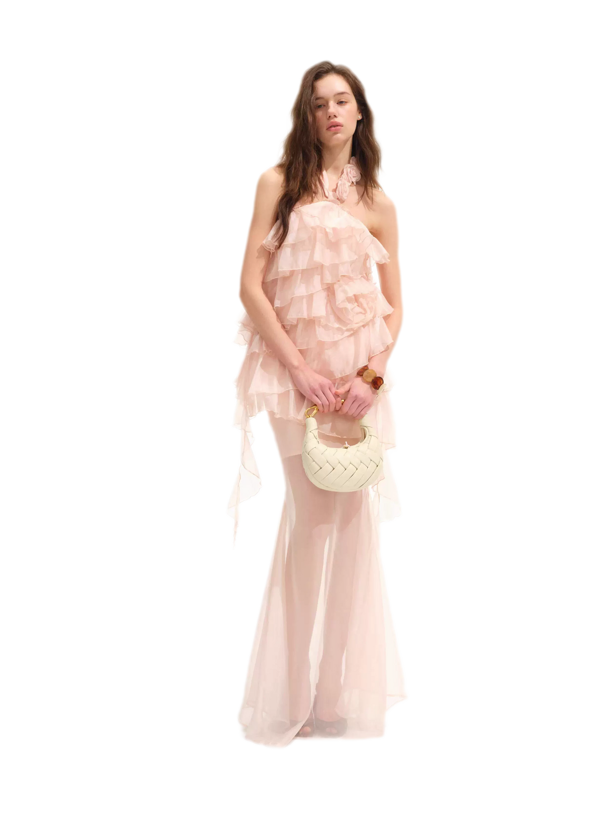 Kleid mit Lagen und Volantbesatz in Fischschwanz-Silhouette