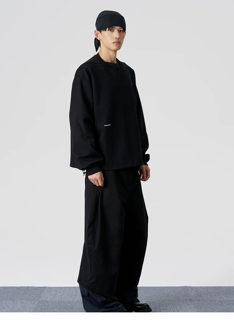 Twisted Sleeve Drawstring Sweatshirt