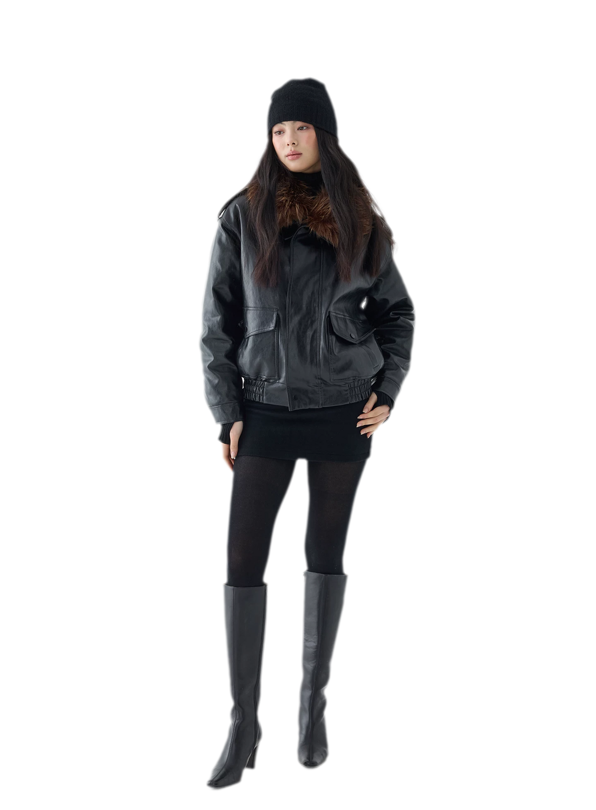 Oil-Wax Cropped PU Jacket