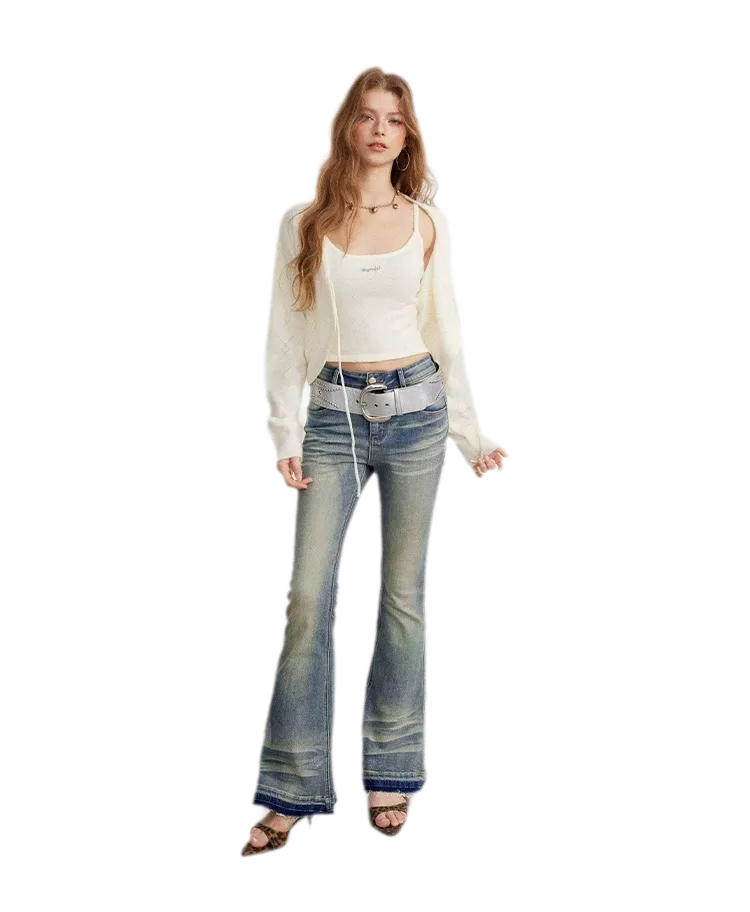 Diamond Knit Tie Cardigan Set