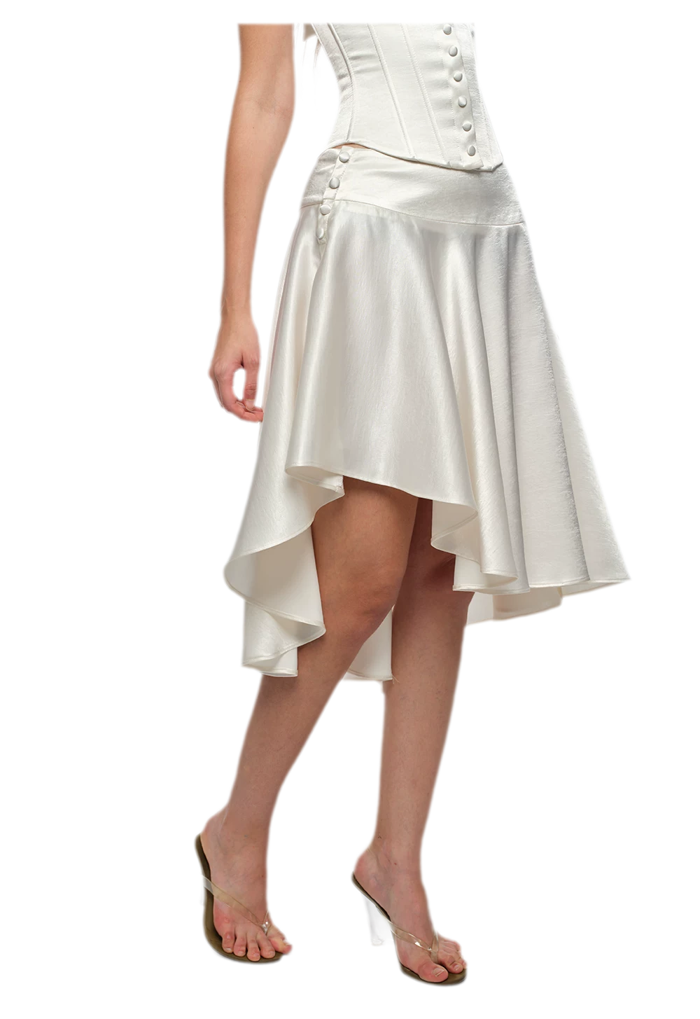 Low-Rise Satin Asymmetric Skirt
