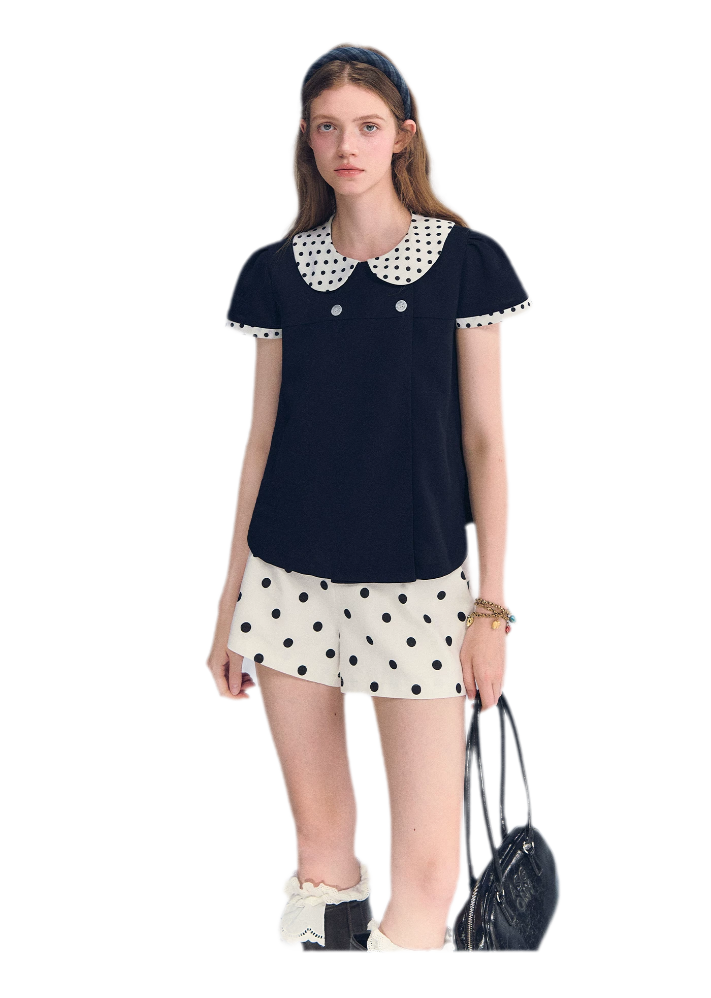 Polka Dot Doll Collar Top