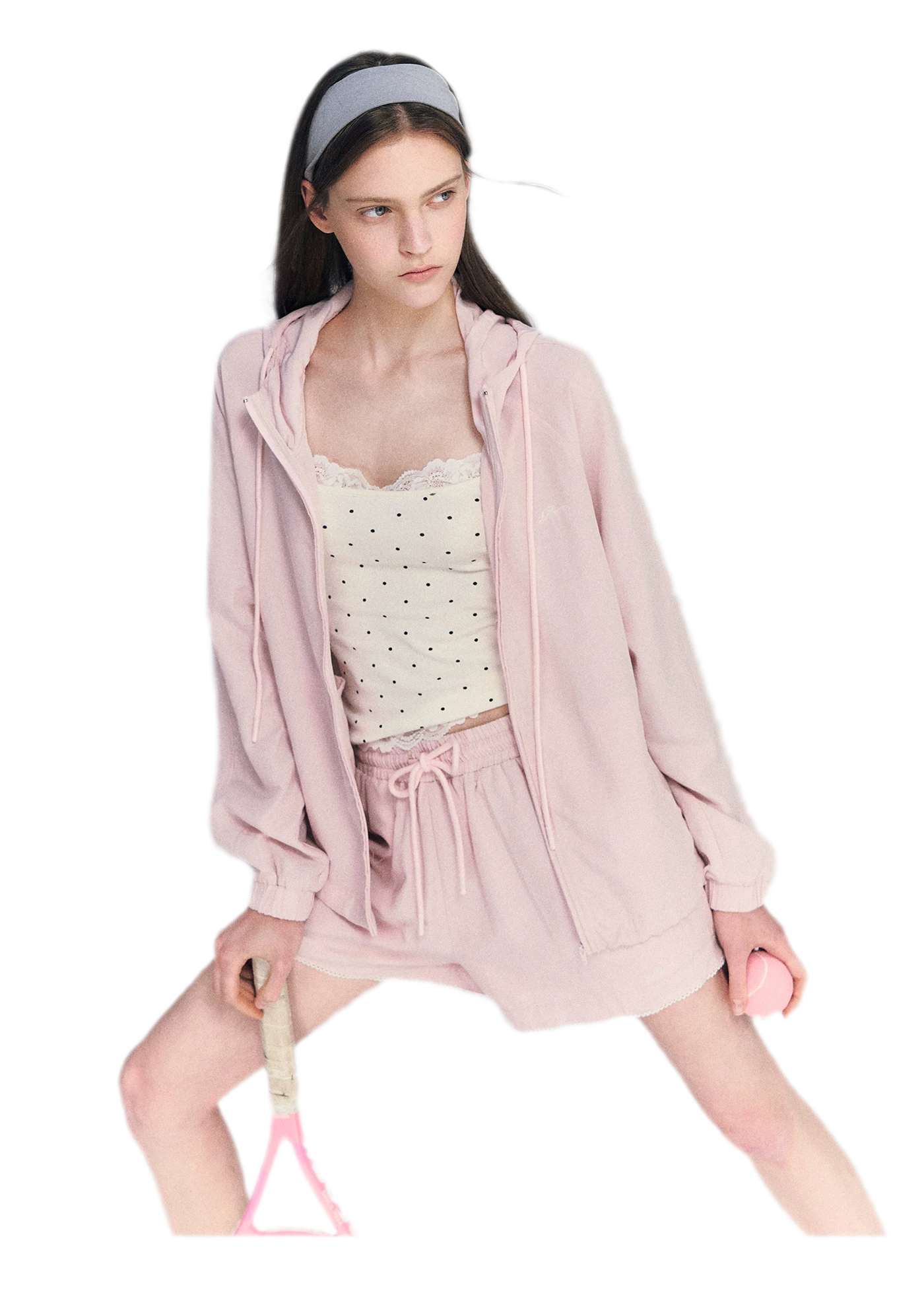 Lace Trim Drawstring Set