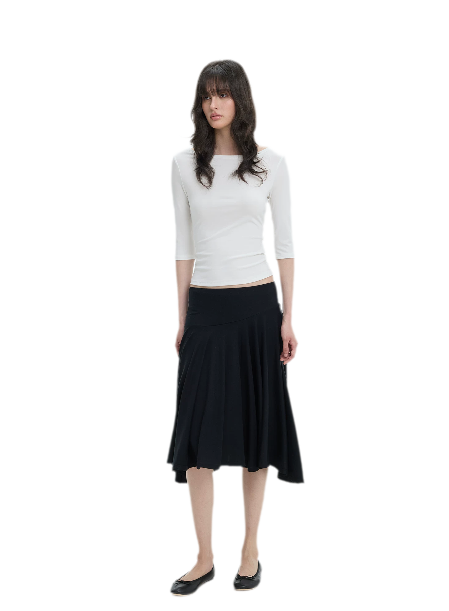Lyocell Boat Neck Knit Top