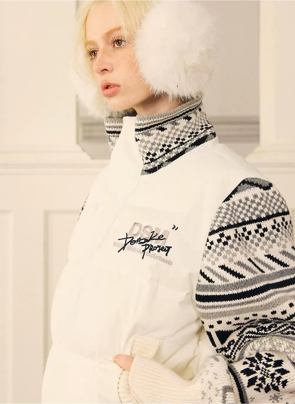 Contrast Fair Isle Down Jacket