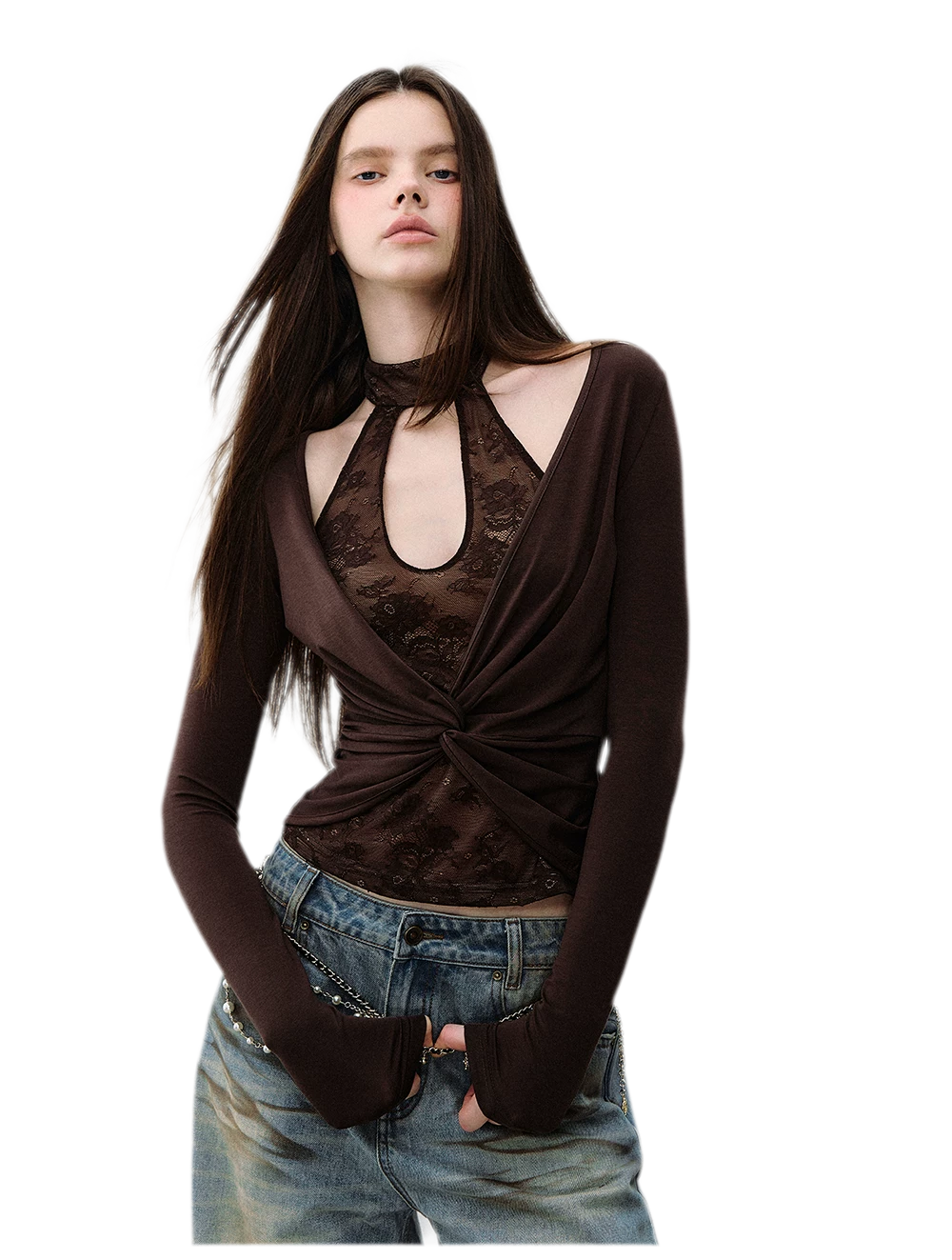 Sheer Lace Halter Top