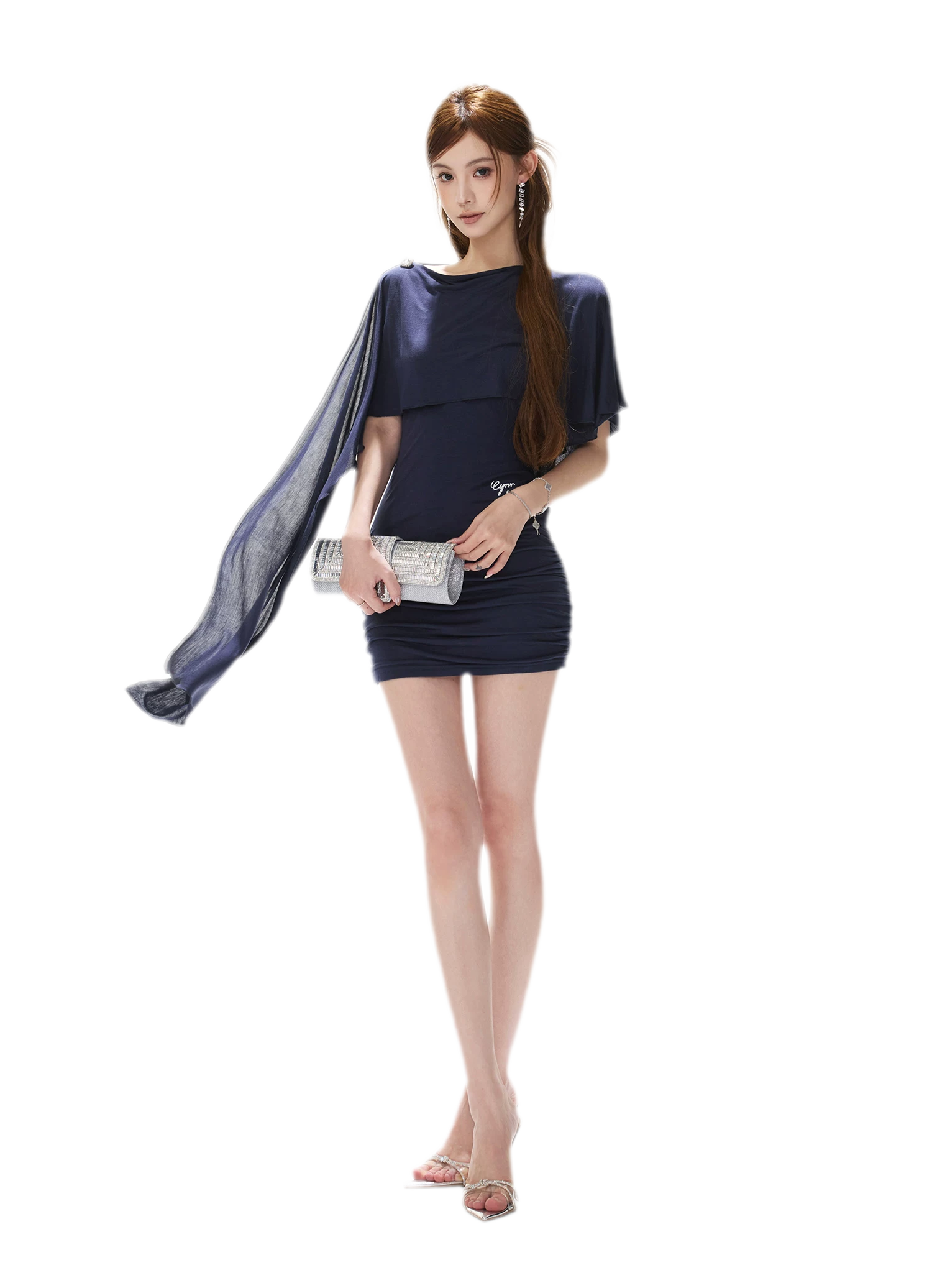 Cape One-Shoulder Dress