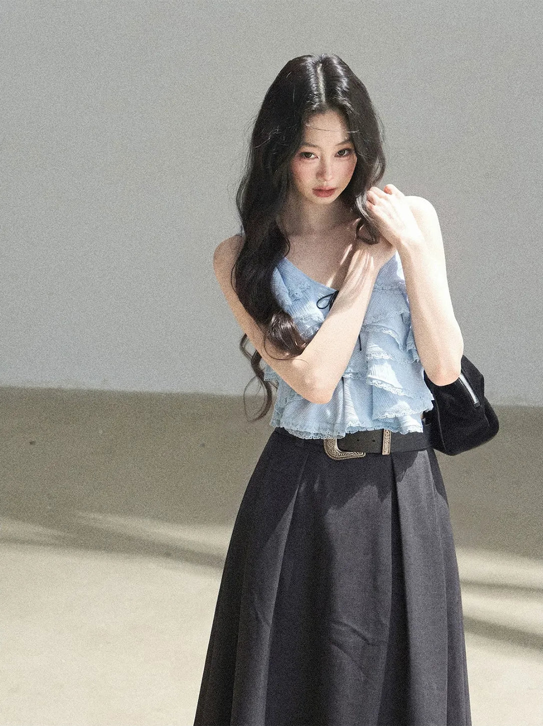 Pleated V-Neck Set