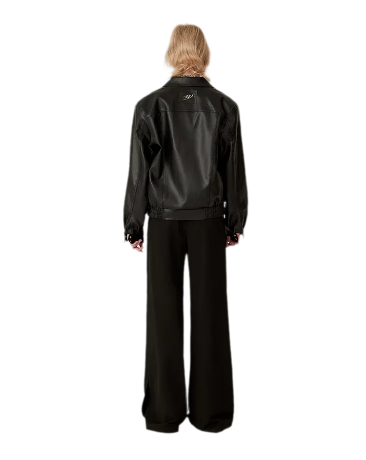 Textured Oversized Leather-Look Jacket