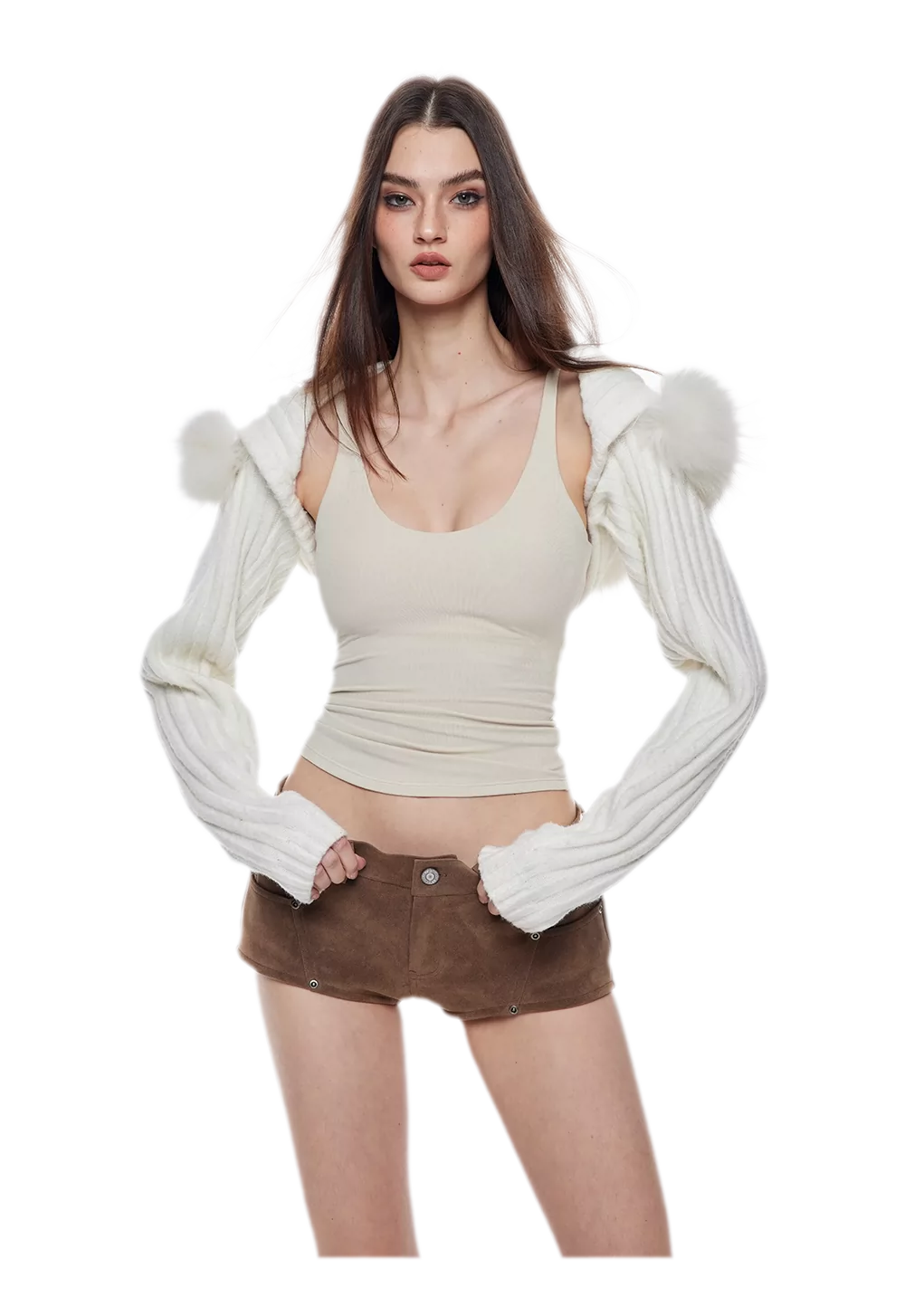 Suede-Effect Low-Rise Shorts