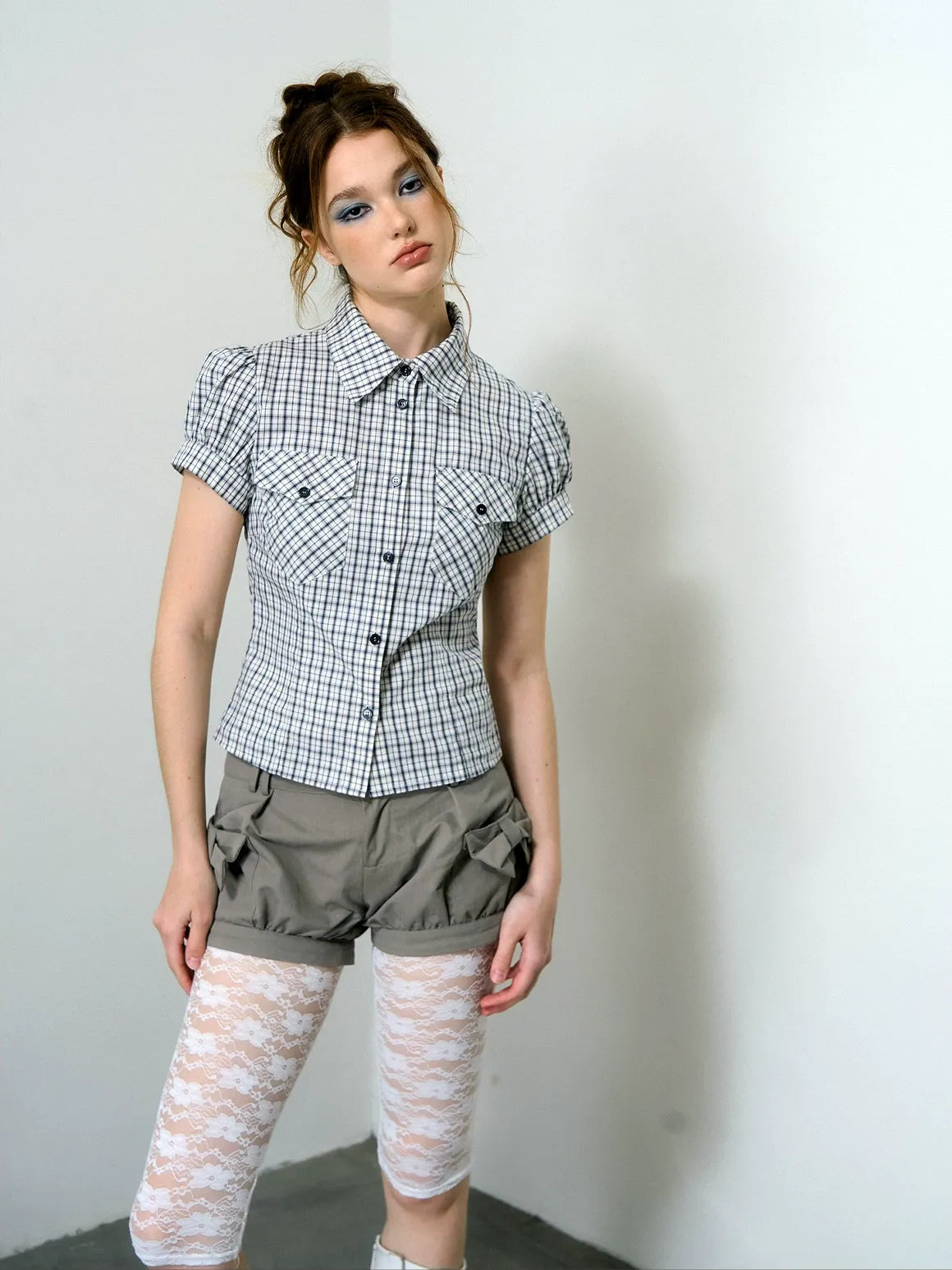 Check Puff Sleeve Shirt