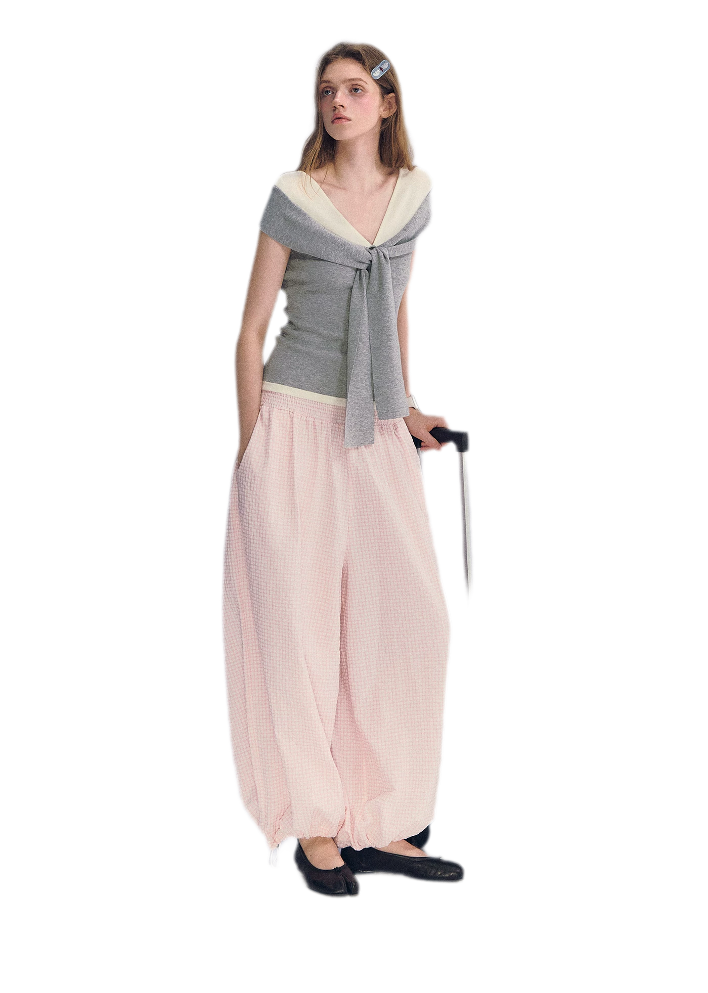 Colorblock Off-Shoulder Tee