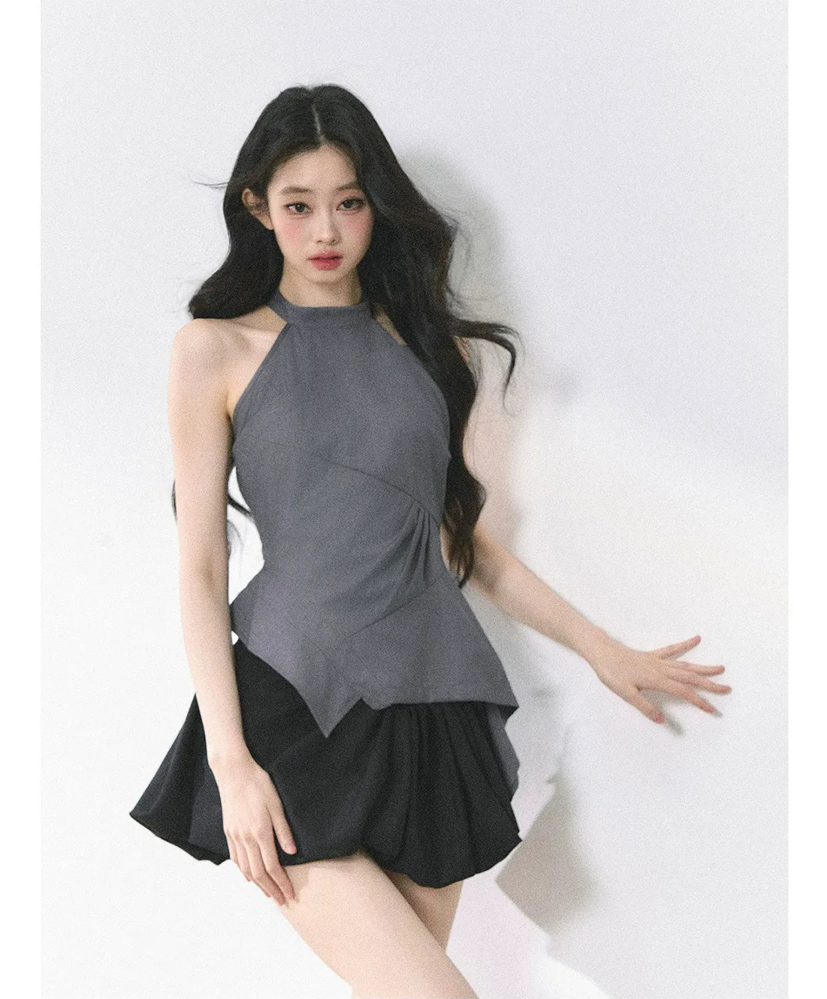 Halter Sculpted Crop Tee