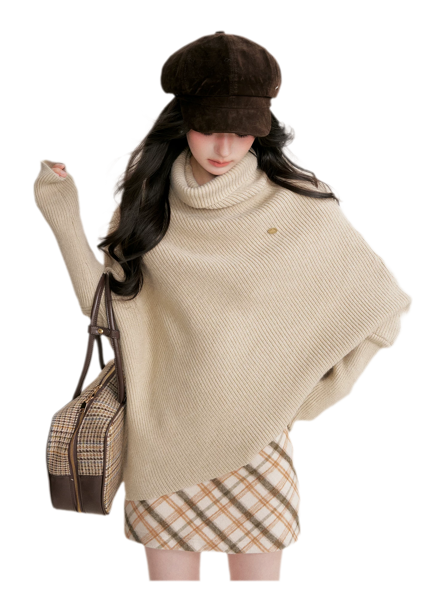 High Neck Poncho Sweater