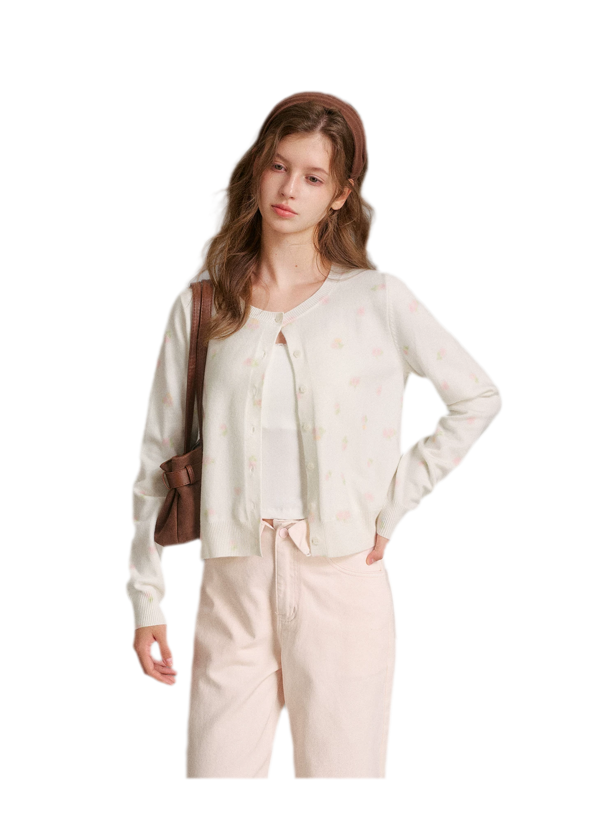 Tencel Wool Rose Print Cardigan