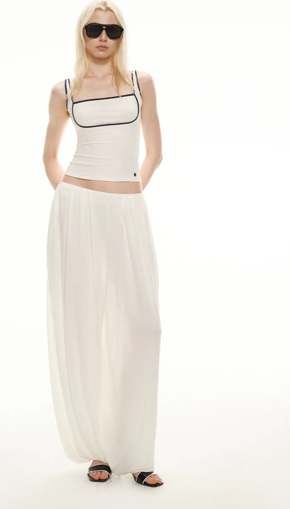 Tencel Blend Relaxed Wide-Leg Pants