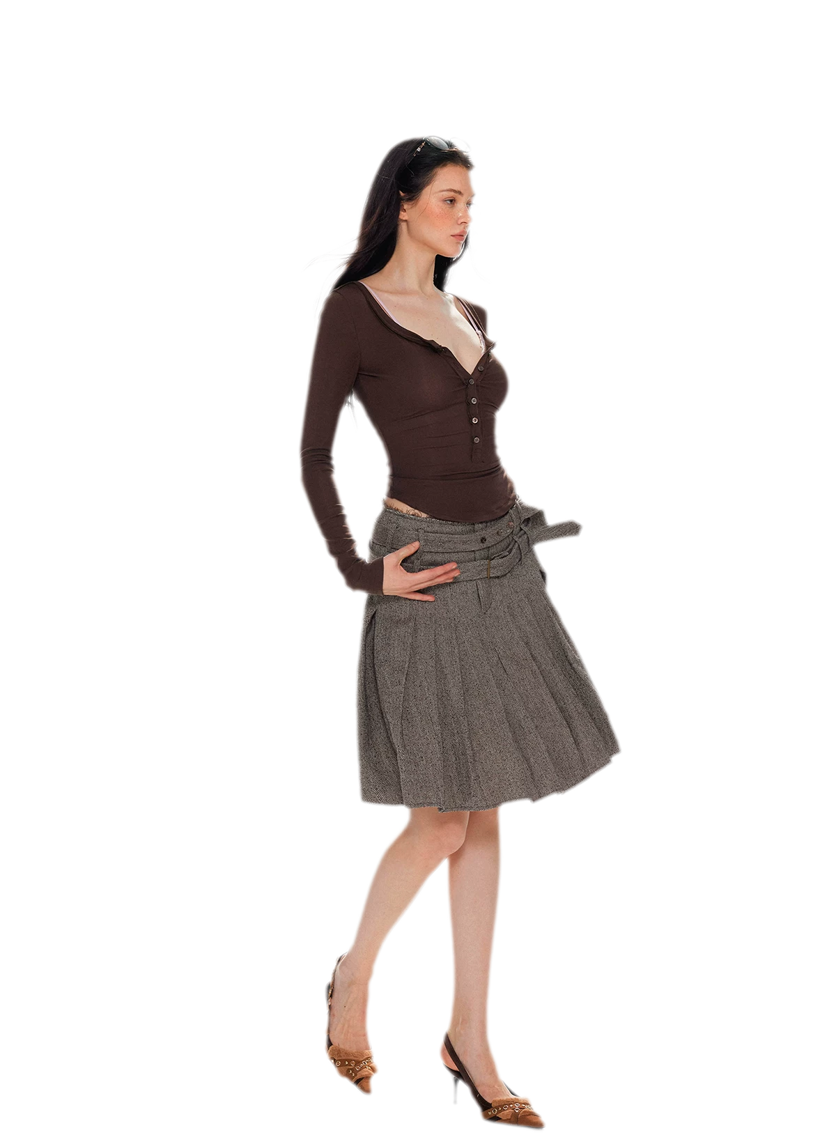 Lyocell Ruched Long Sleeve Top