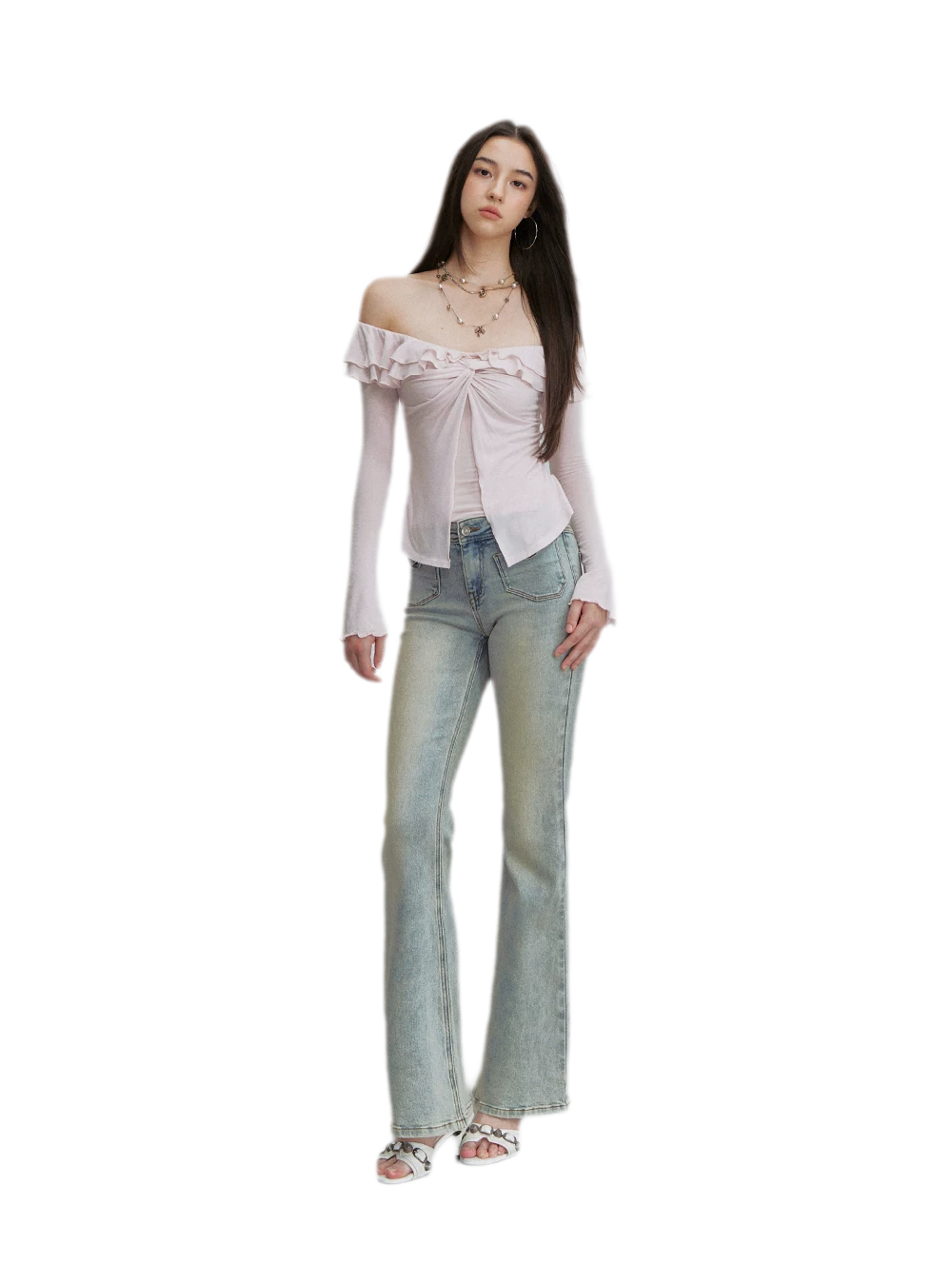 Vintage Wash Micro-Flare Jeans