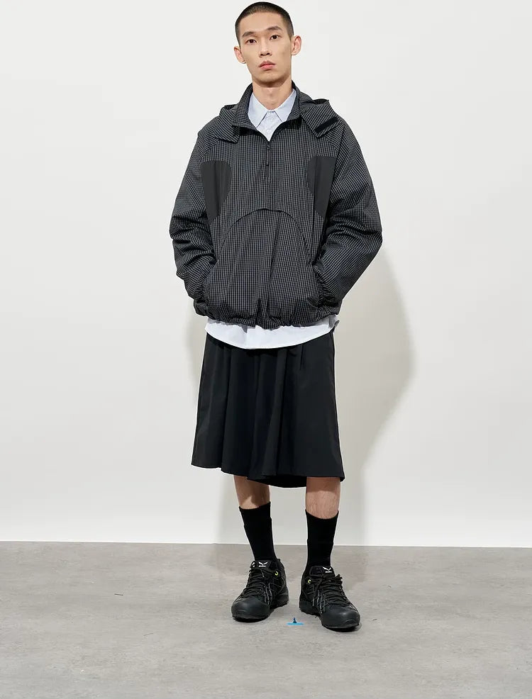 Checked Zip Pullover Jacket
