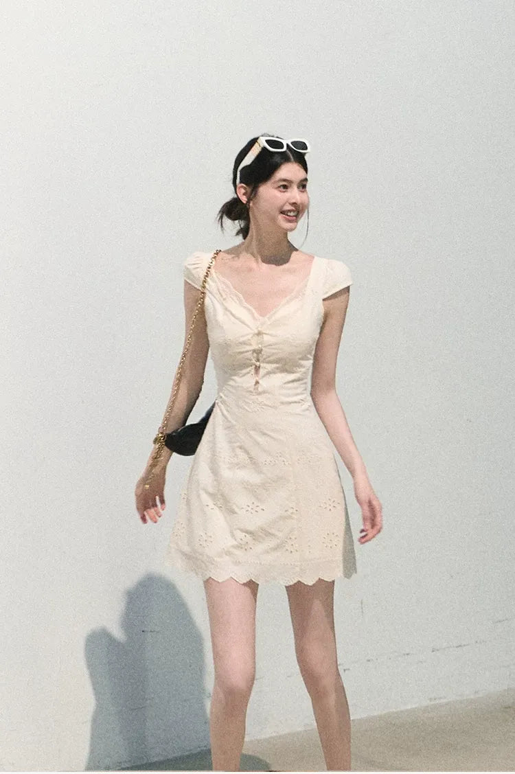 Broderie Lace Midi Dress