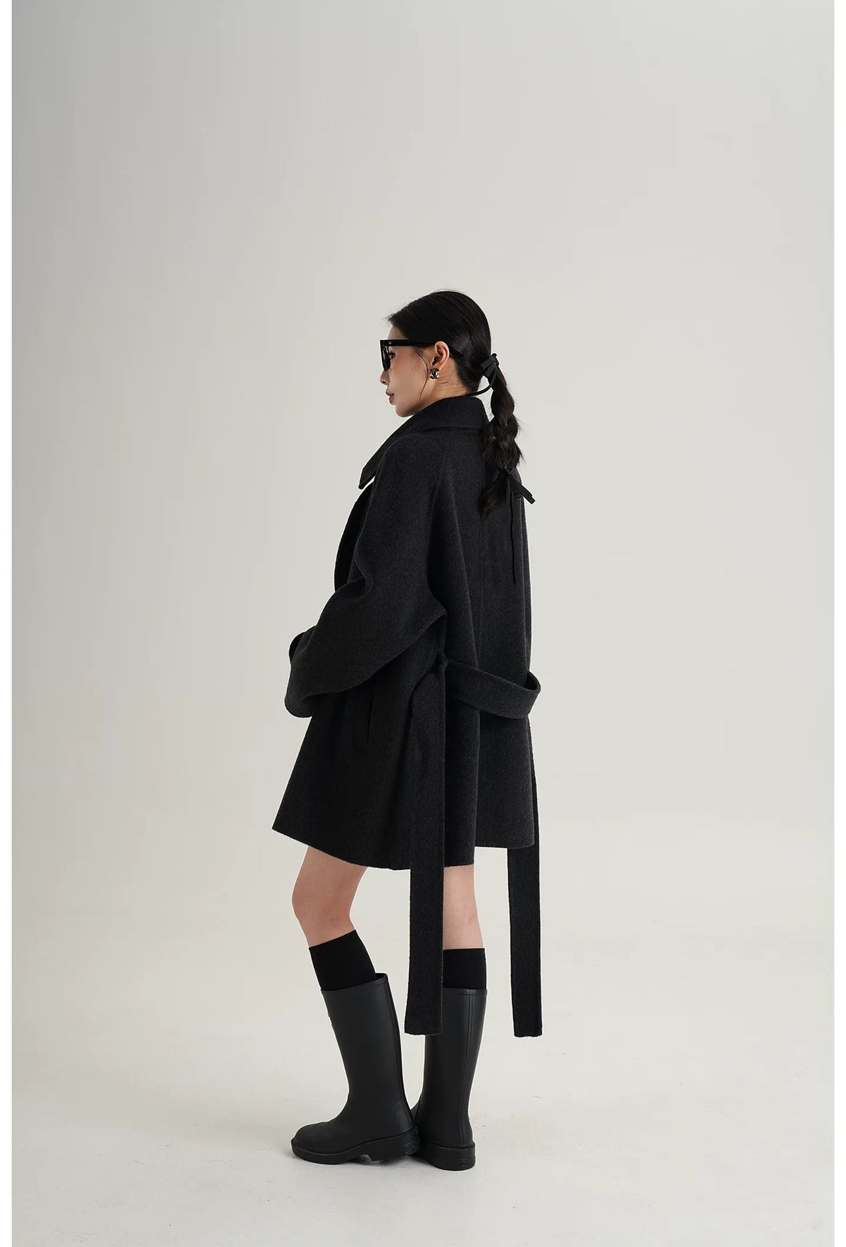 Handstitched Shawl Collar Wool Coat