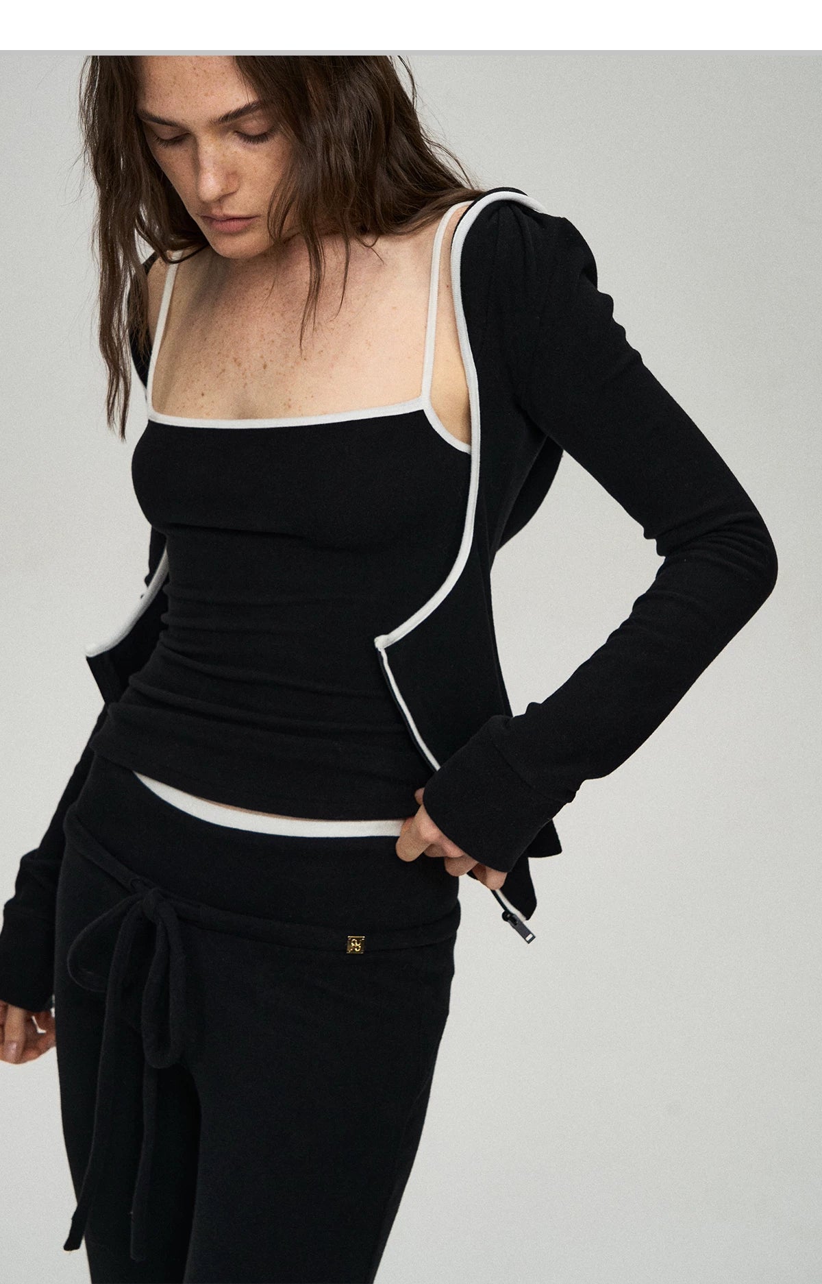 Soft Viscose Blend Three-Piece Set: Cardigan, Camisole &