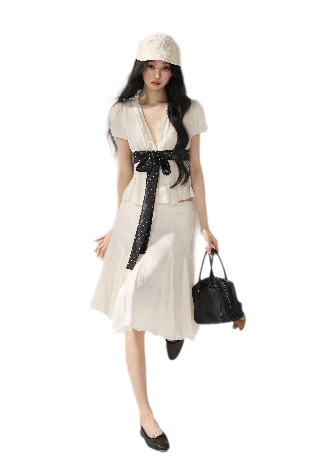 Tie Waist V Neck Tee
