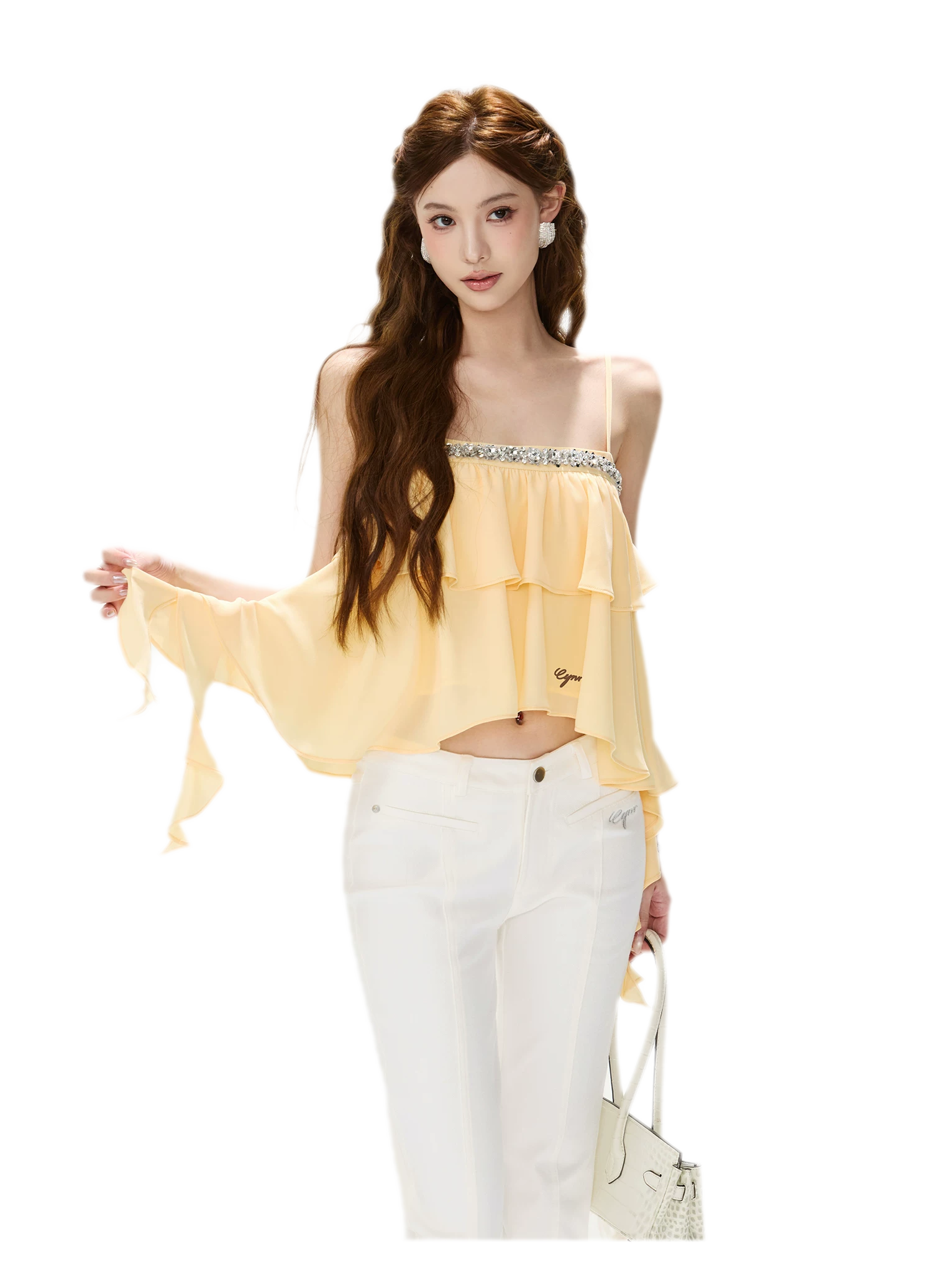 CYNR Crystal Ruffle Cami – view 8