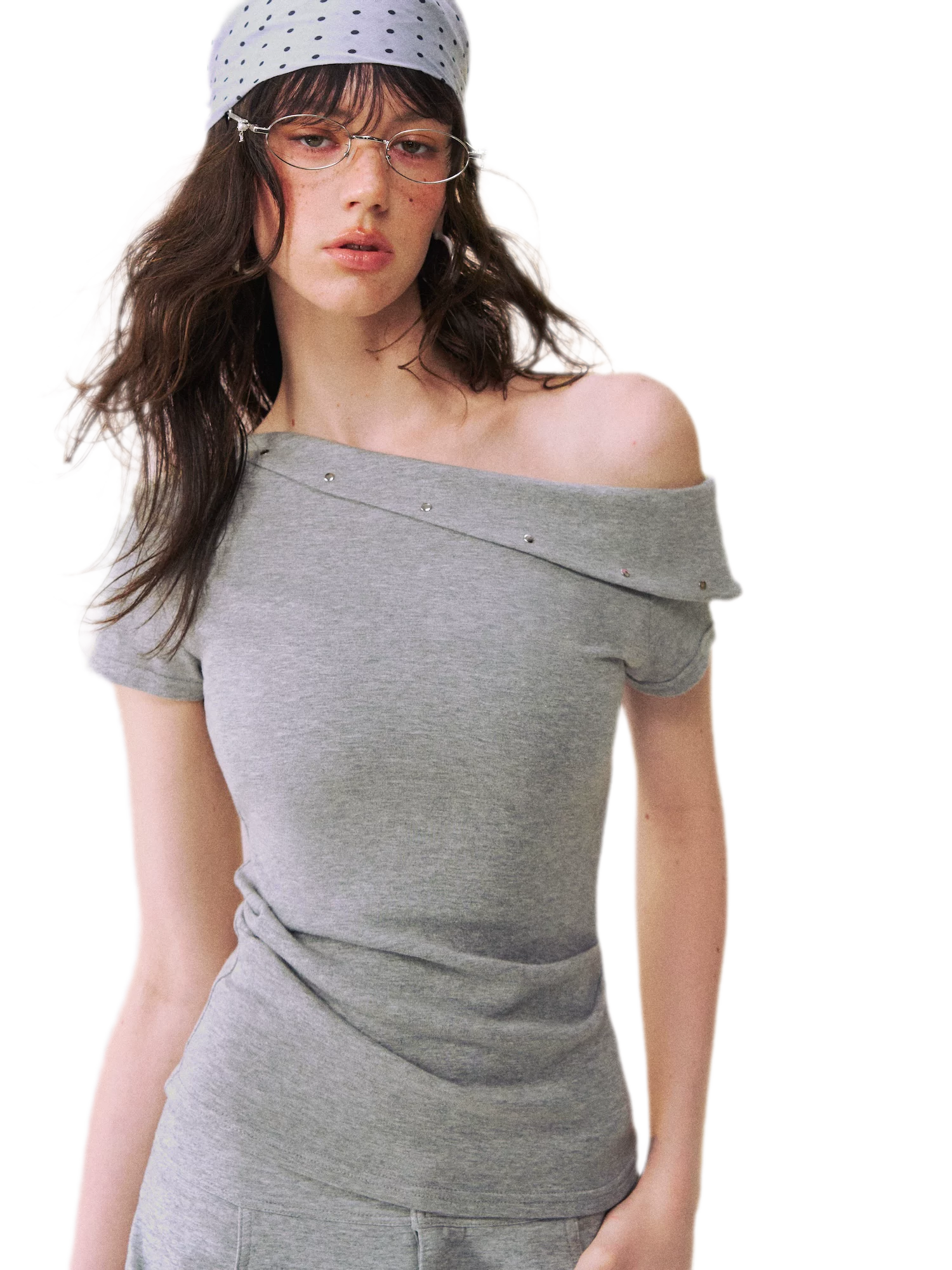 Asymmetric Off-Shoulder Tee Pants Set