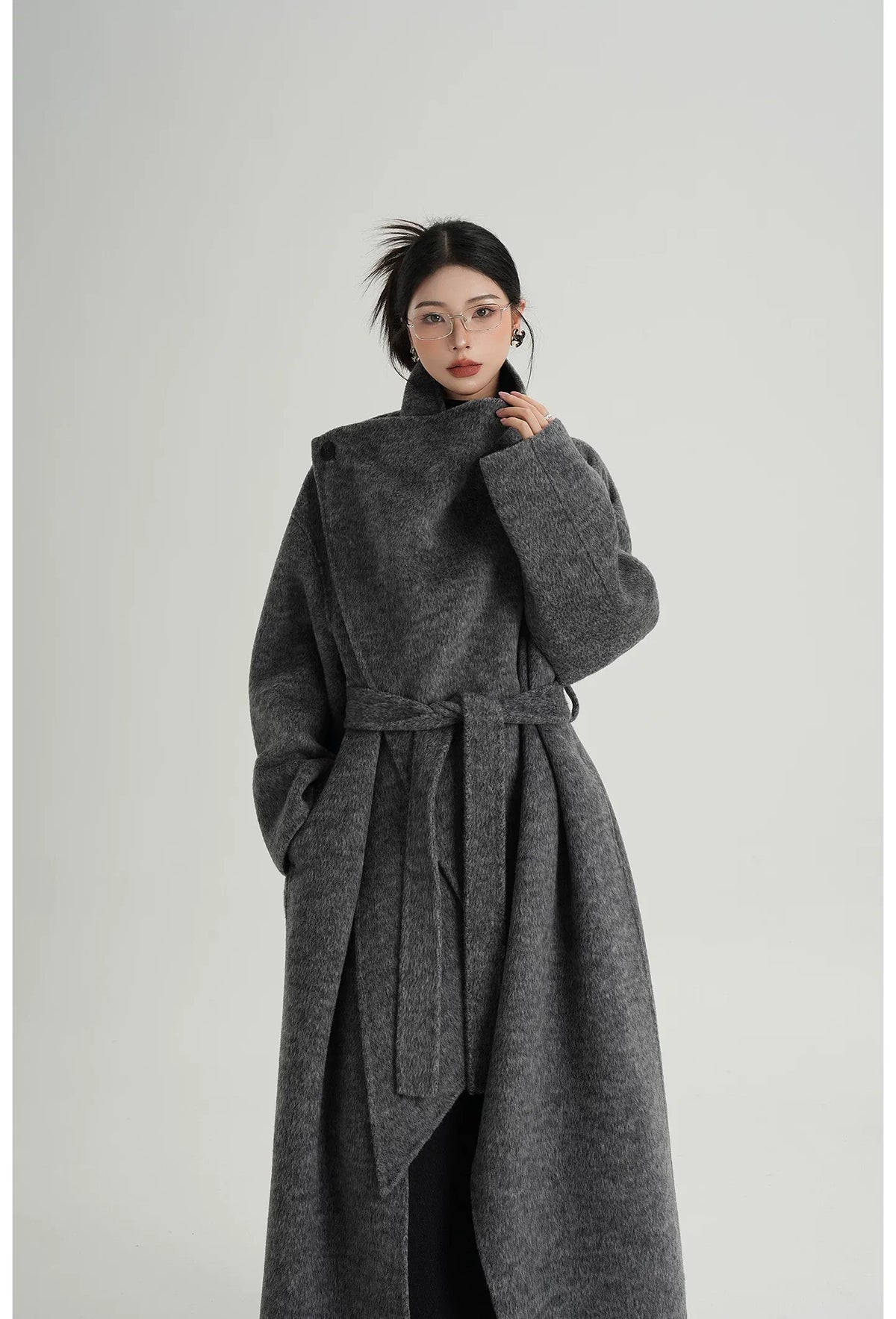 Cashmere Wrap Longline Wool Coat