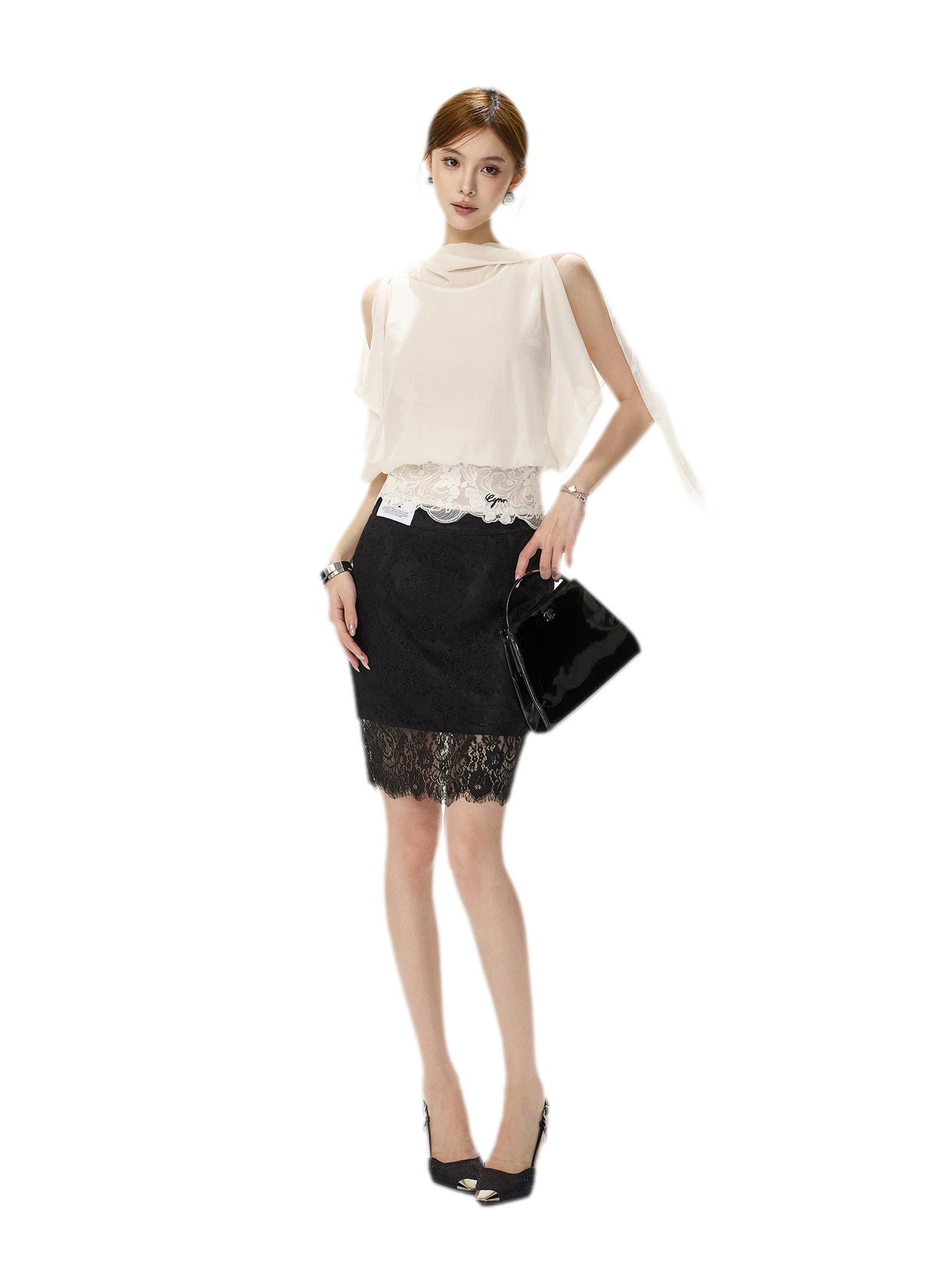 Off-Shoulder Chiffon Blouse