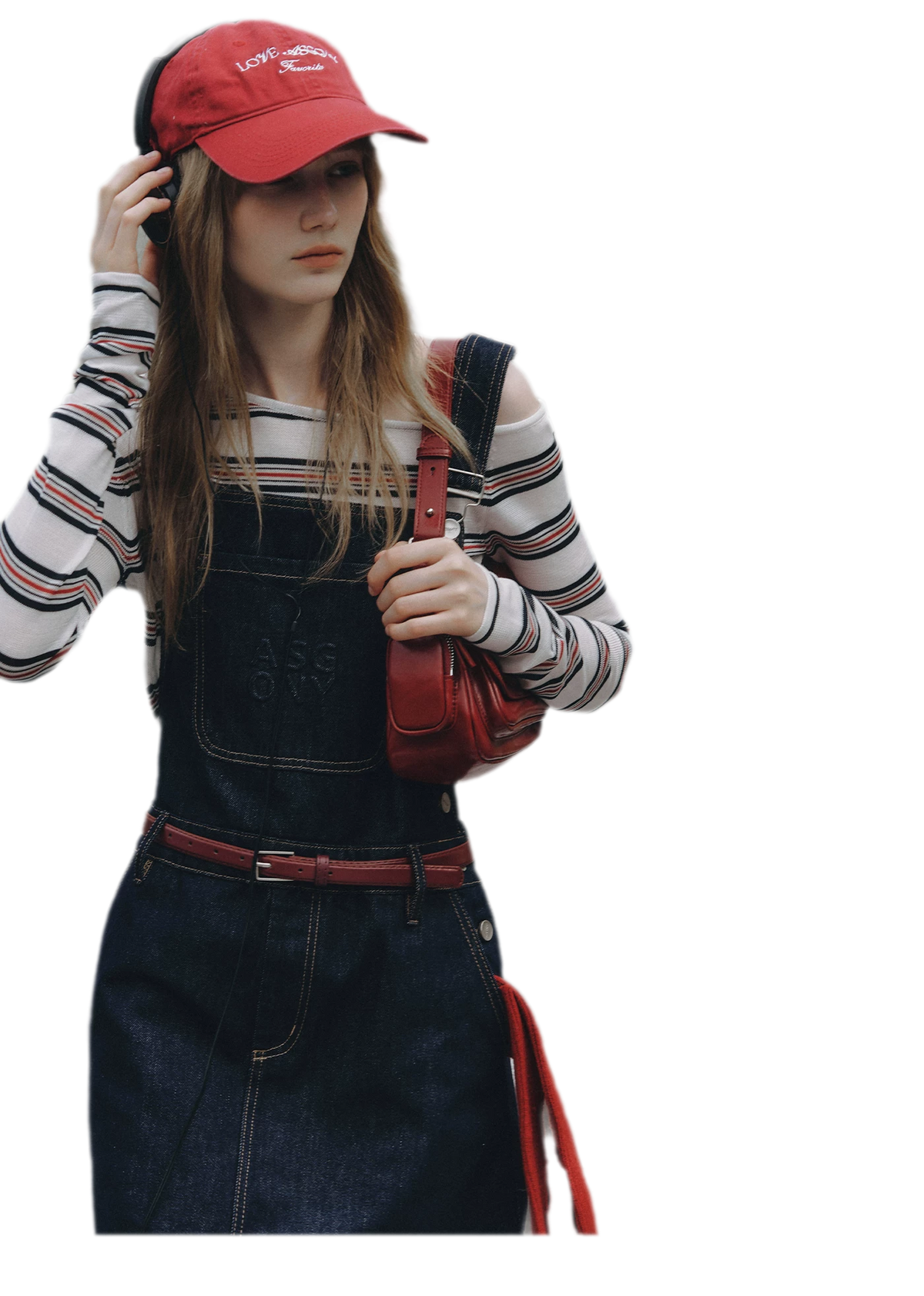 Cotton Denim Pinafore Mini Dress