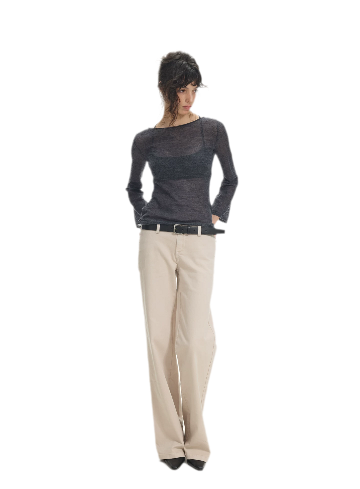 Waistband-Free Straight-Leg Denim Jeans