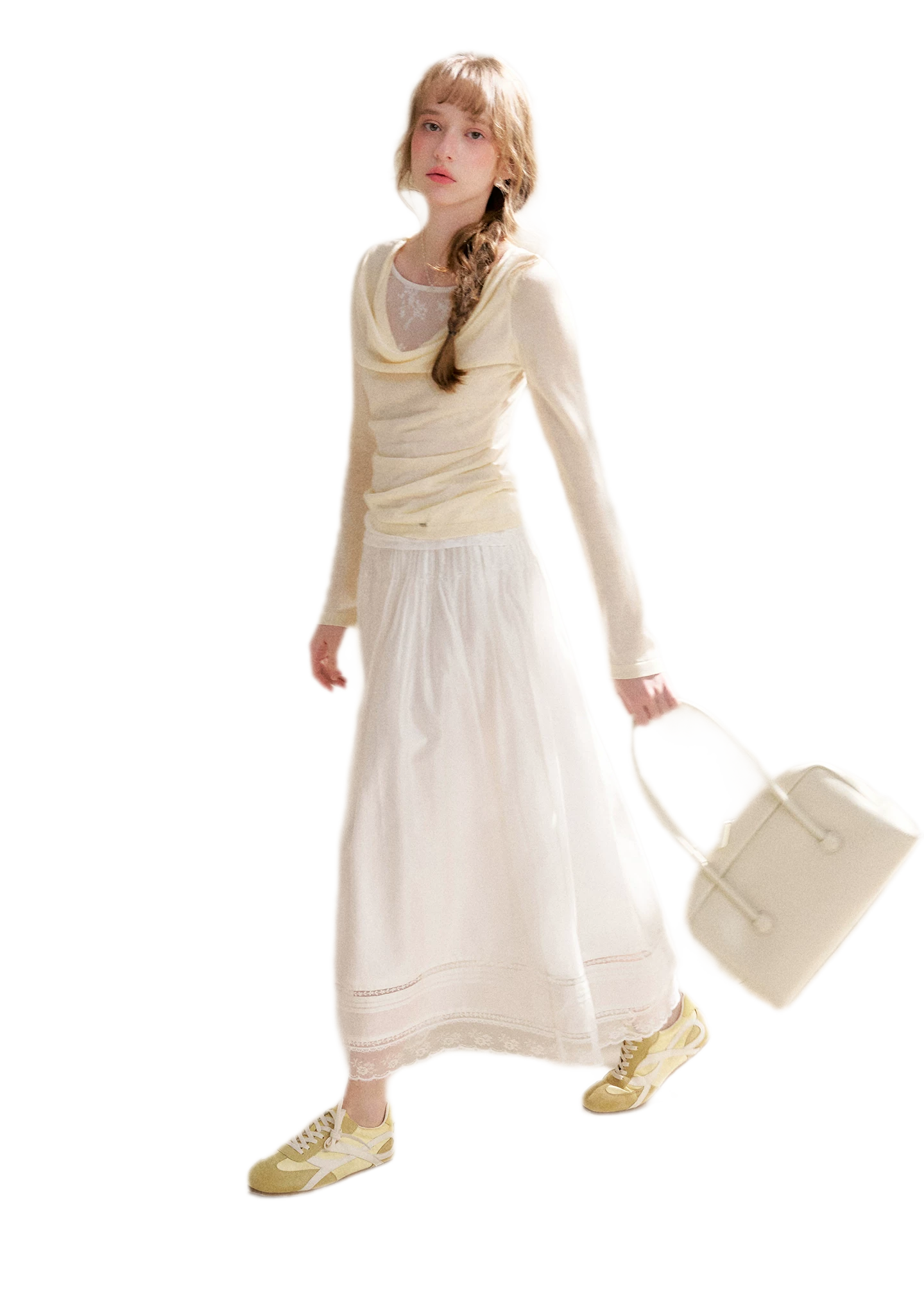 Lyocell Lace Pleated Skirt