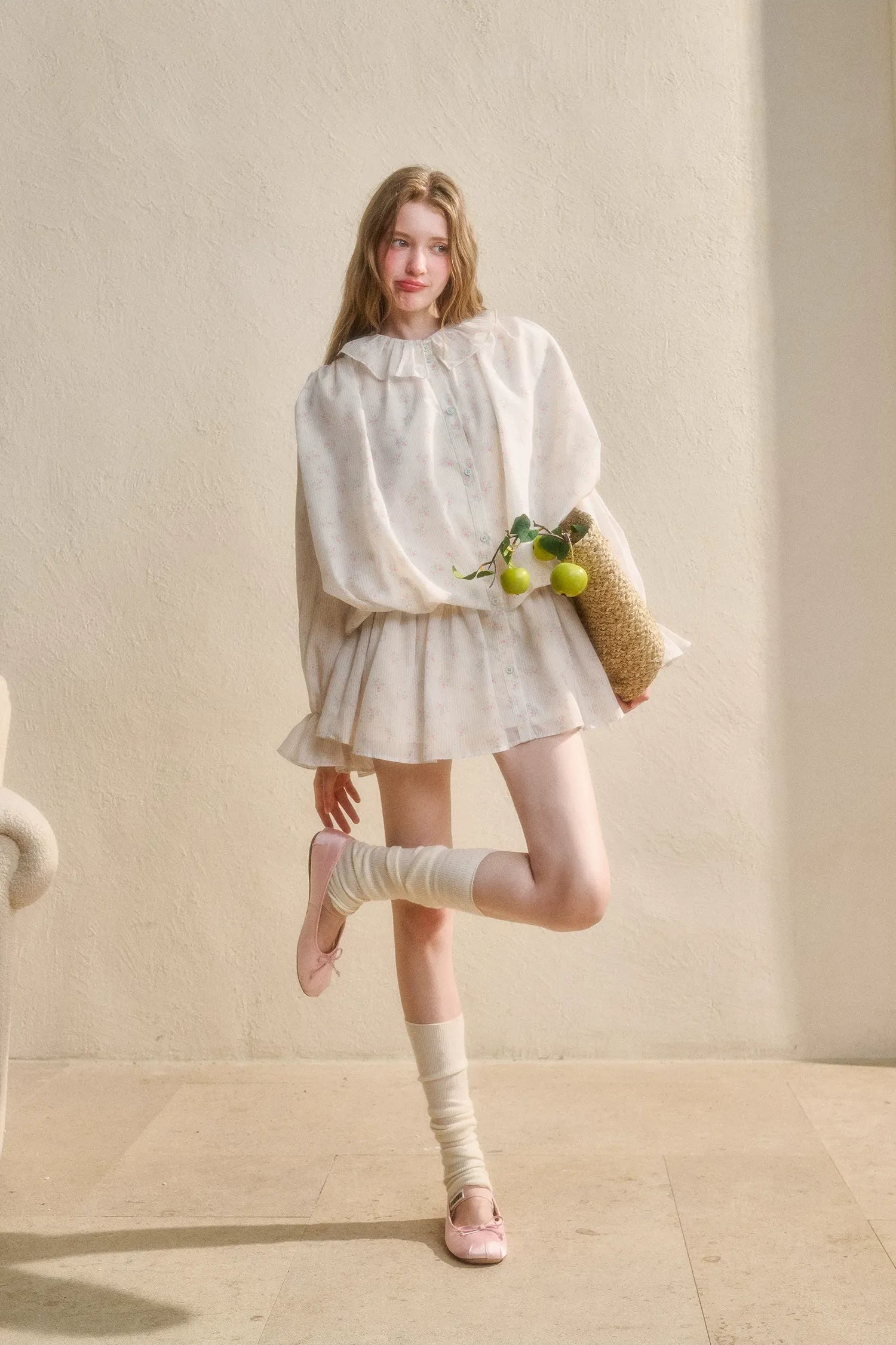 Floral Ruffle Shirt Dress
