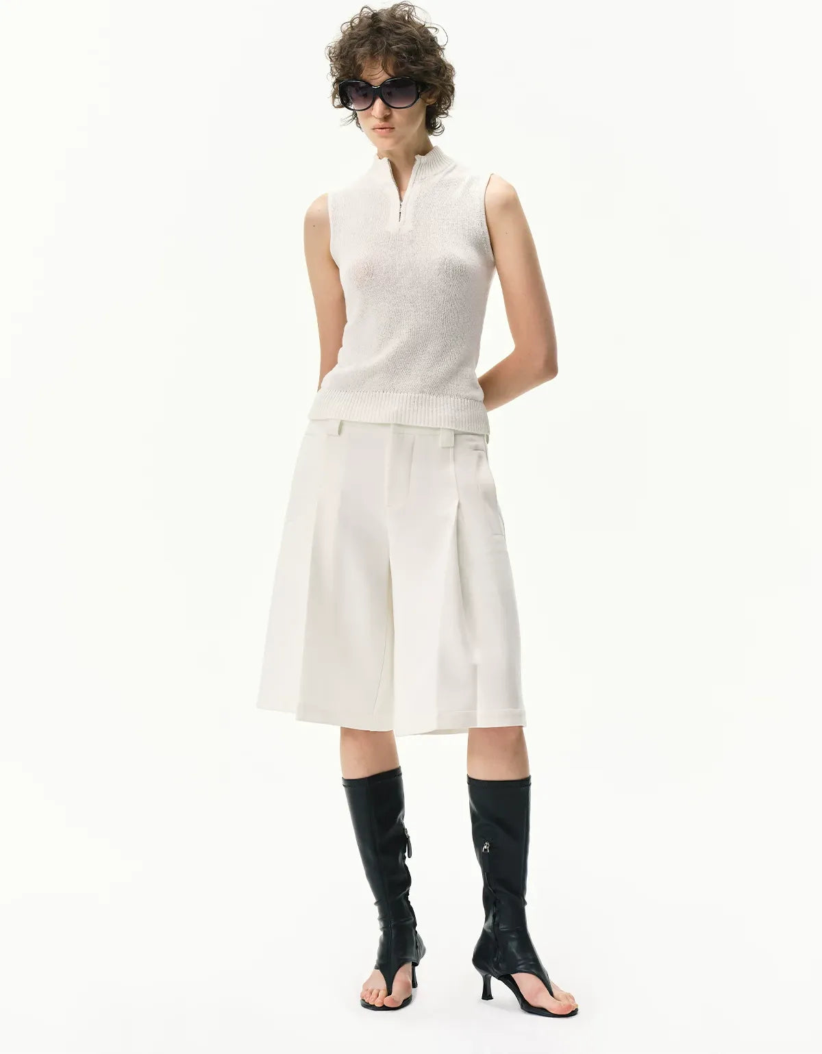 Pleated Bermuda Shorts