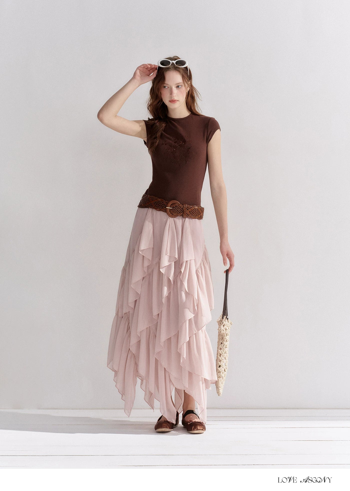 Irregular Ruffle Edge Chiffon Skirt