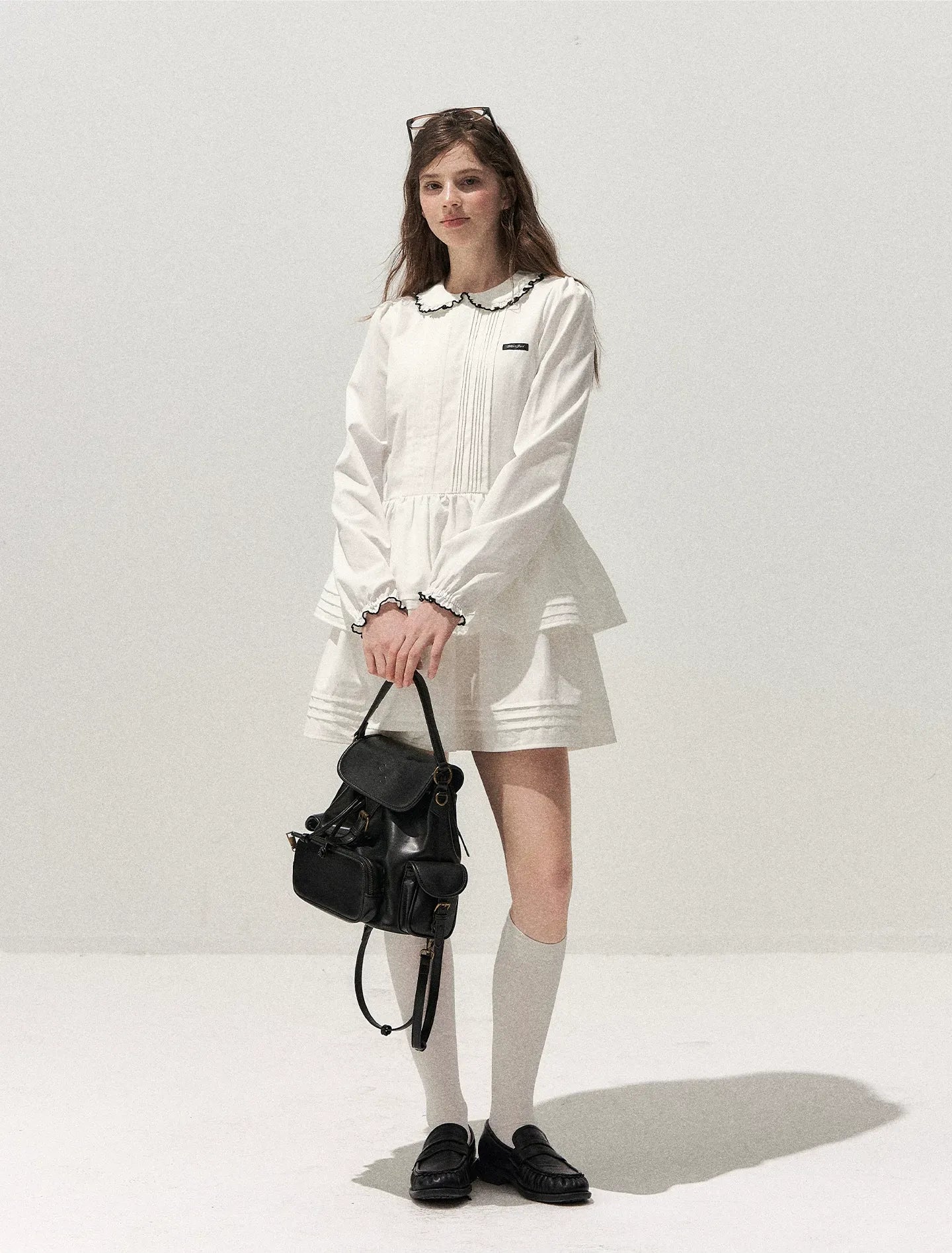 Pleated Peter Pan Collar Dress