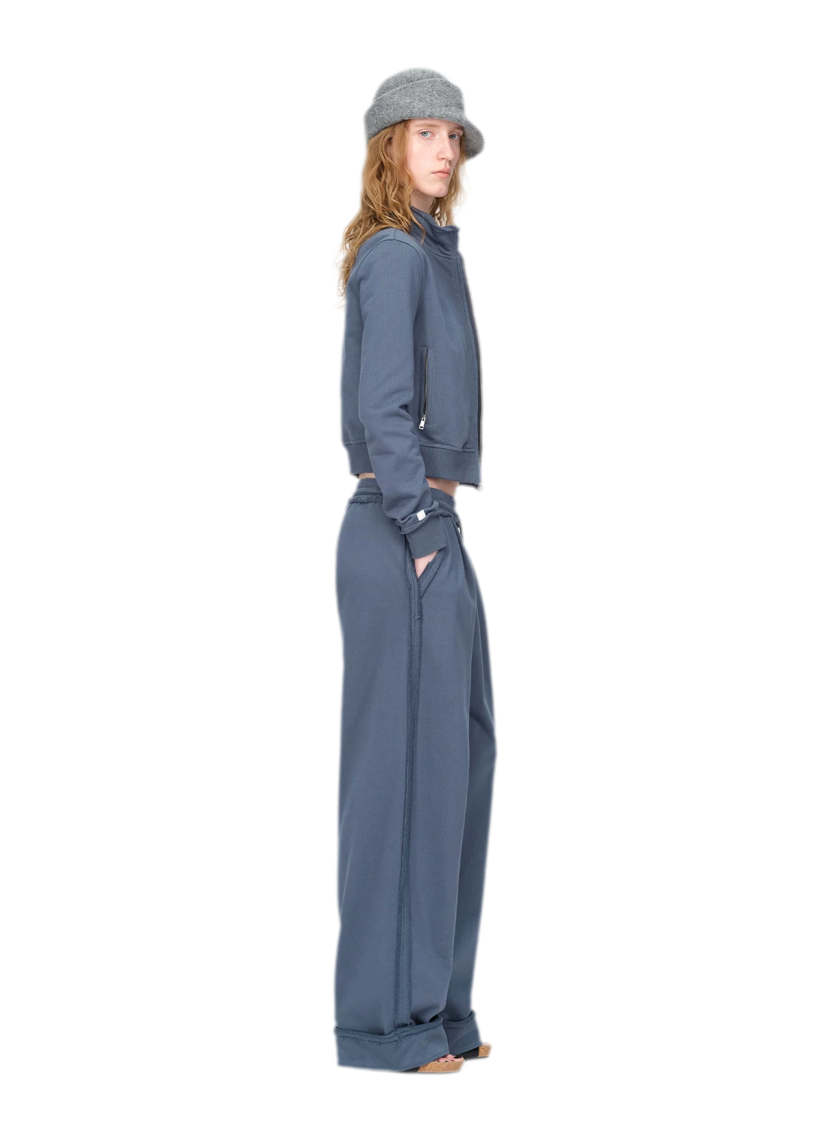 Raw-Edge Cropped Sweatshirt Set