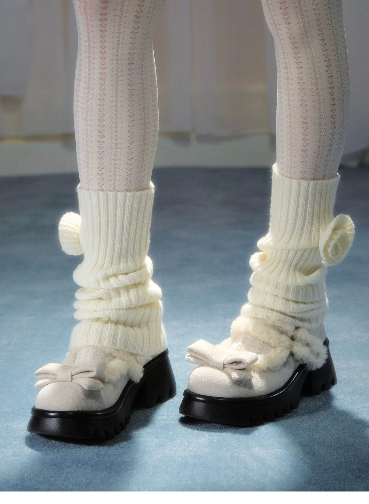 Plush Bow Platform Mary Janes