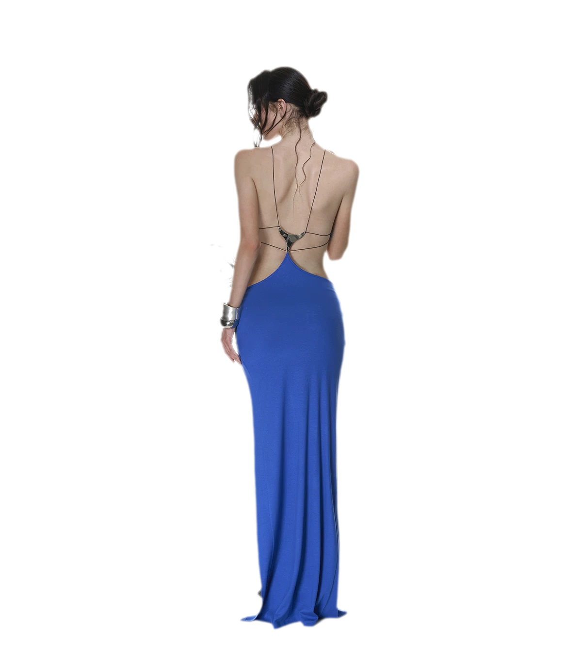 Backless Halter Slit Dress