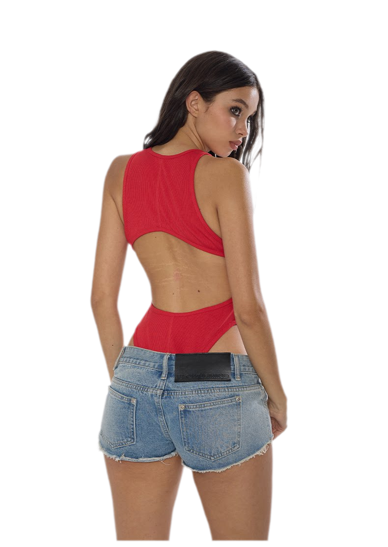 Washed Denim Cutout Shorts