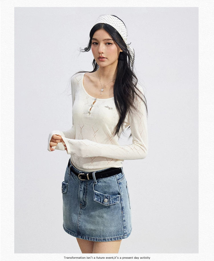 Ice Silk Hollow Knit Top