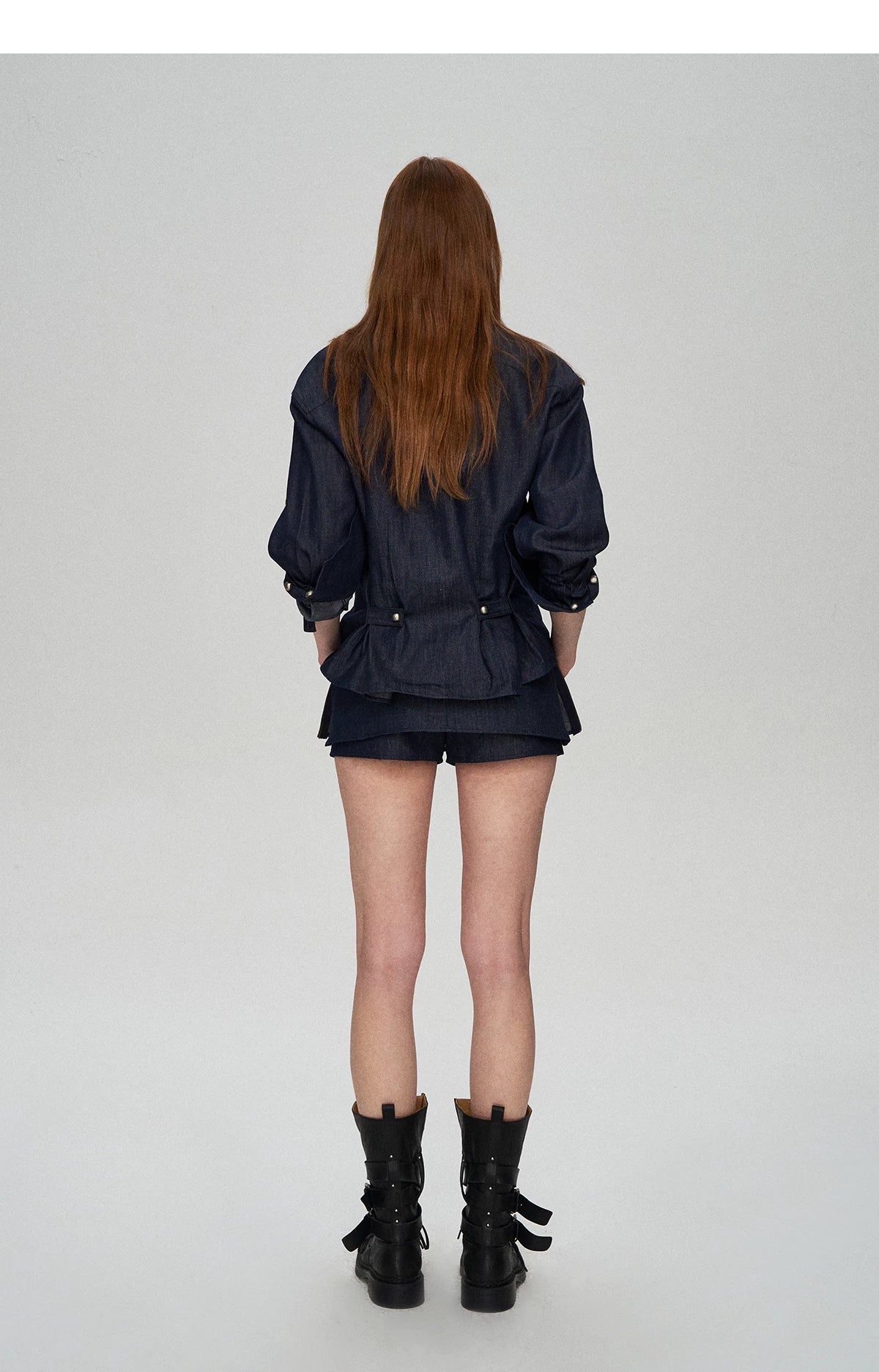 Tencel Linen Denim Shirt & Low-Waist Skirt